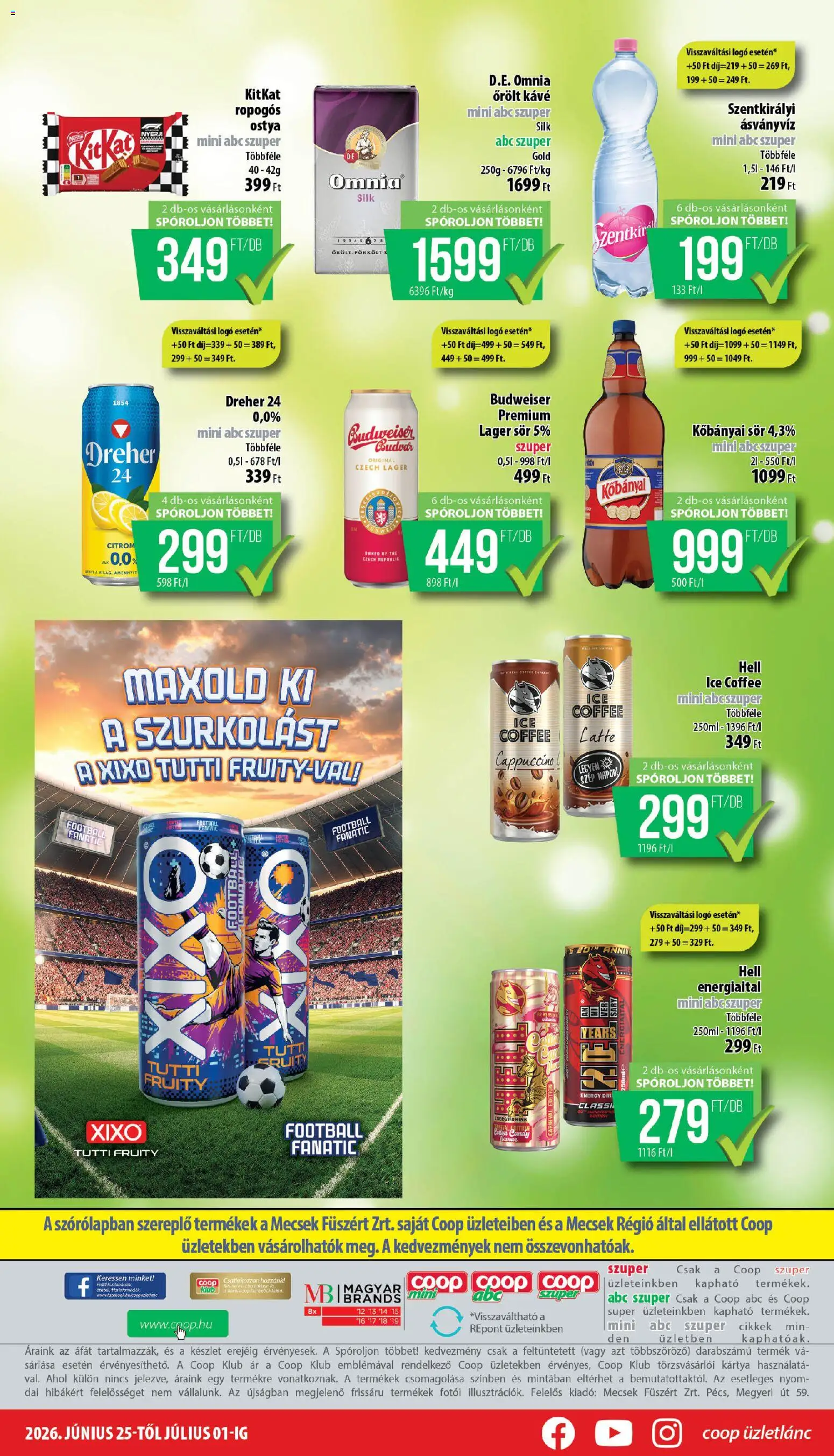 COOP akciós ujság - amely érvényes a következő dátumtól: 25.06.2026 | Oldal: 8 | Termékek: Budweiser, Kávé, Sör, Citrom