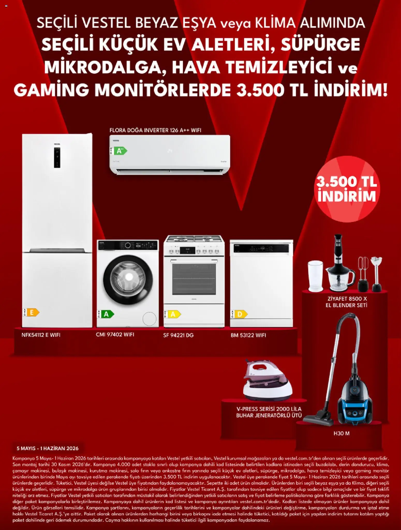 Vestel Katalog - 01.05.2026 tarihinden itibaren geçerlidir | Sayfa: 8 | Ürünler: Monitör, Klima, Ütü, Hava temizleyici