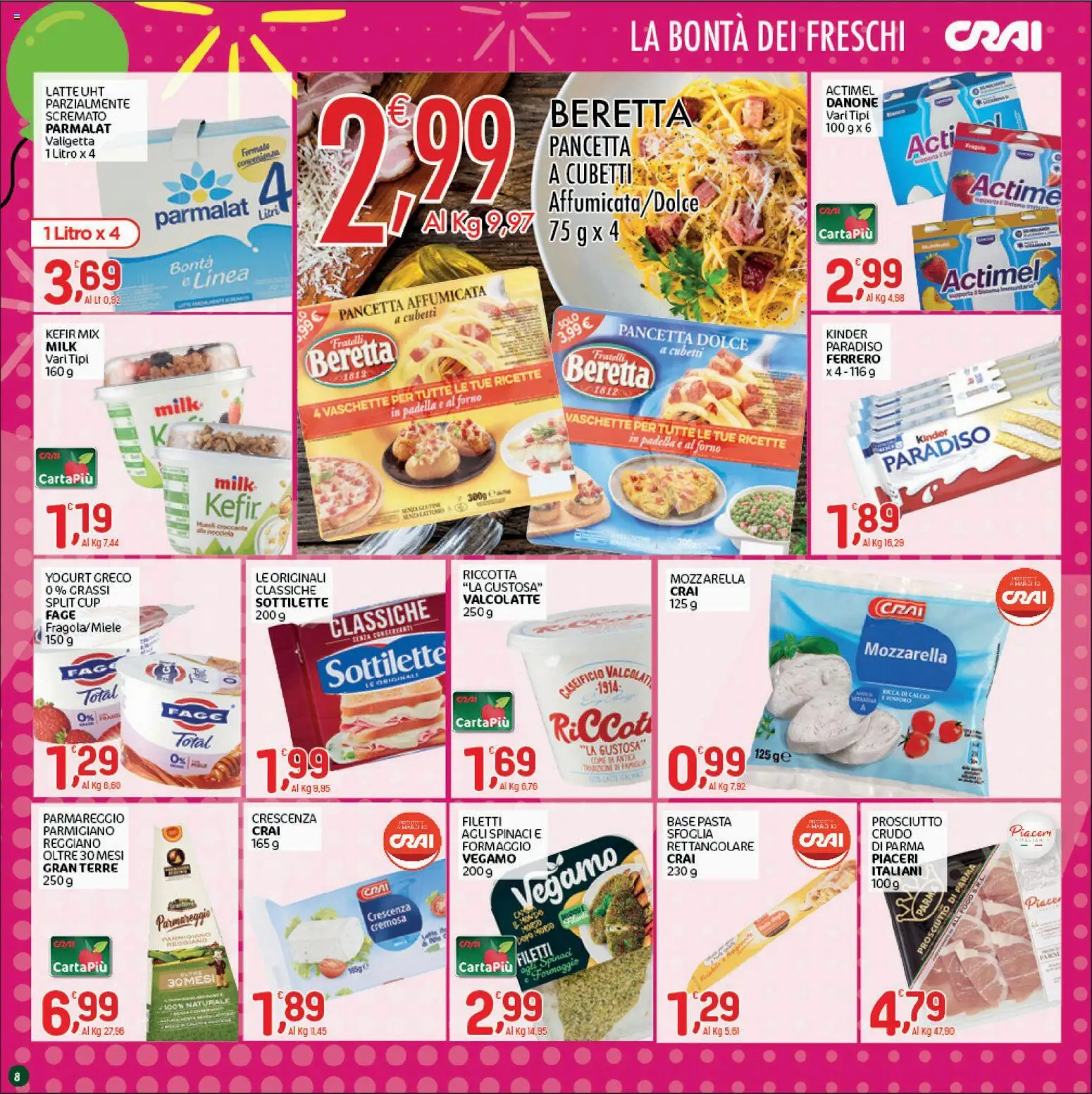 Volantino CRAI del 01/10/2026 | Pagina: 8 | Prodotti: Kefir, Crescenza, Parmigiano, Vaschette