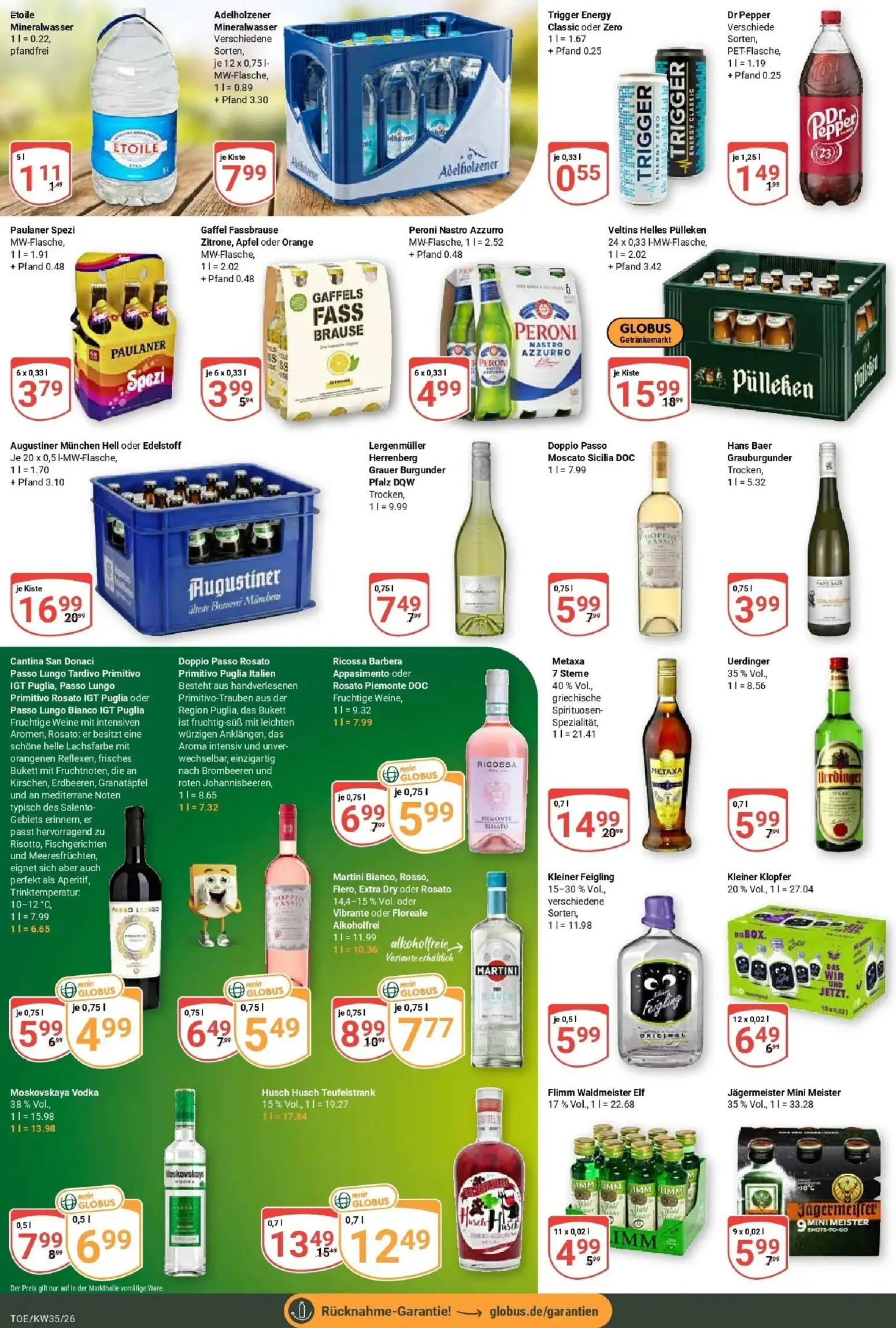 Globus Prospekt Tönisvorst – gültig ab 24.08.2026 | Seite: 22 | Produkte: Kleiner feigling, Adelholzener, Zitrone, Doppio Passo