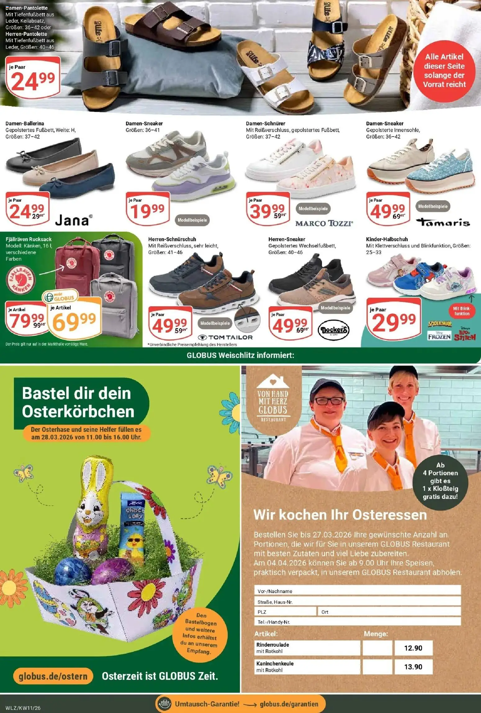 Globus prospekt Weischlitz	 – gültig ab 09.03.2026 | Seite: 28 | Produkte: Rotkohl, Rucksack, Uhr