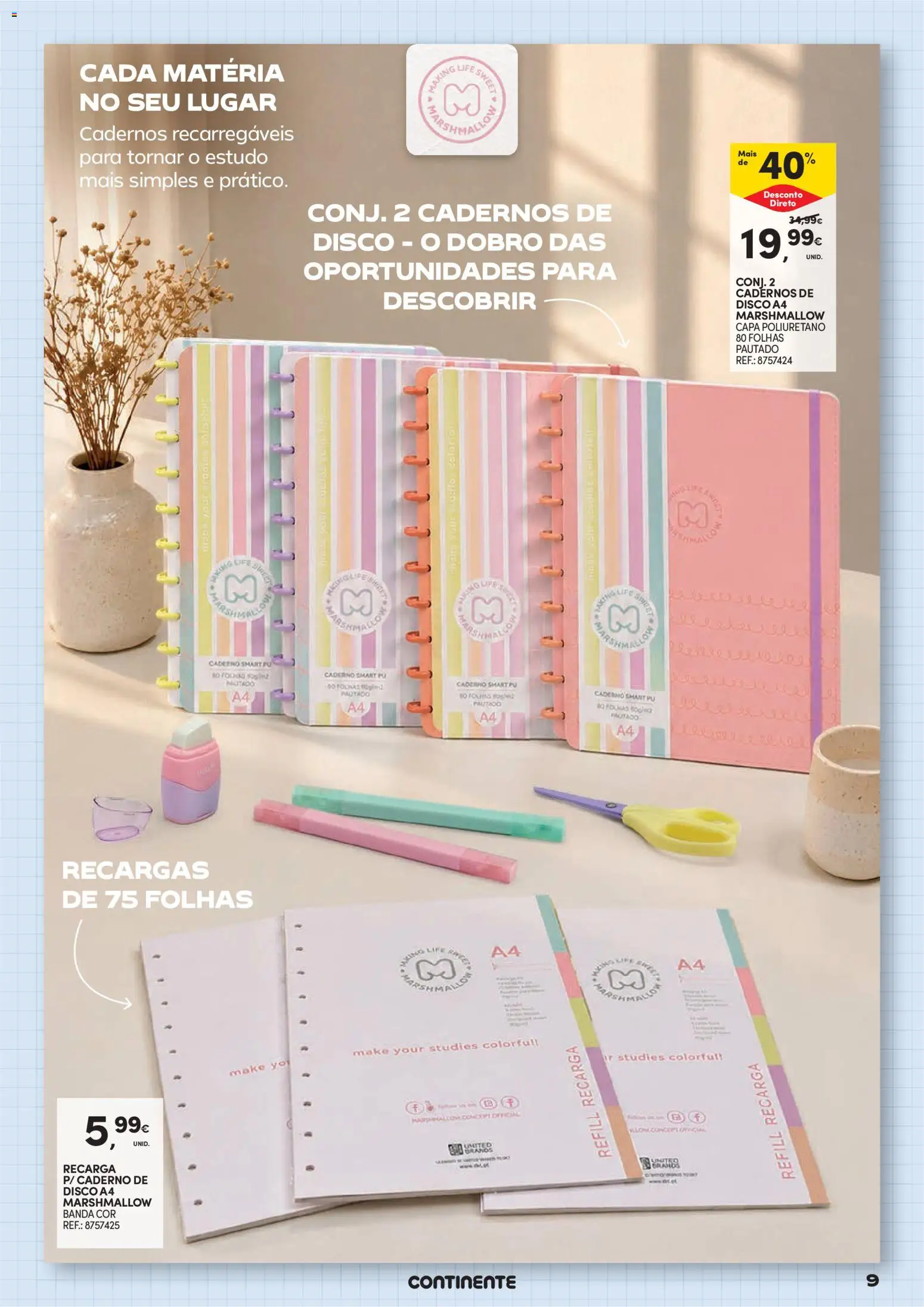 Continente Regresso às Aulas Na escola de toda a gente │ válido de 11/08/2026 | Página: 9 | Produtos: Caderno, Cadernos