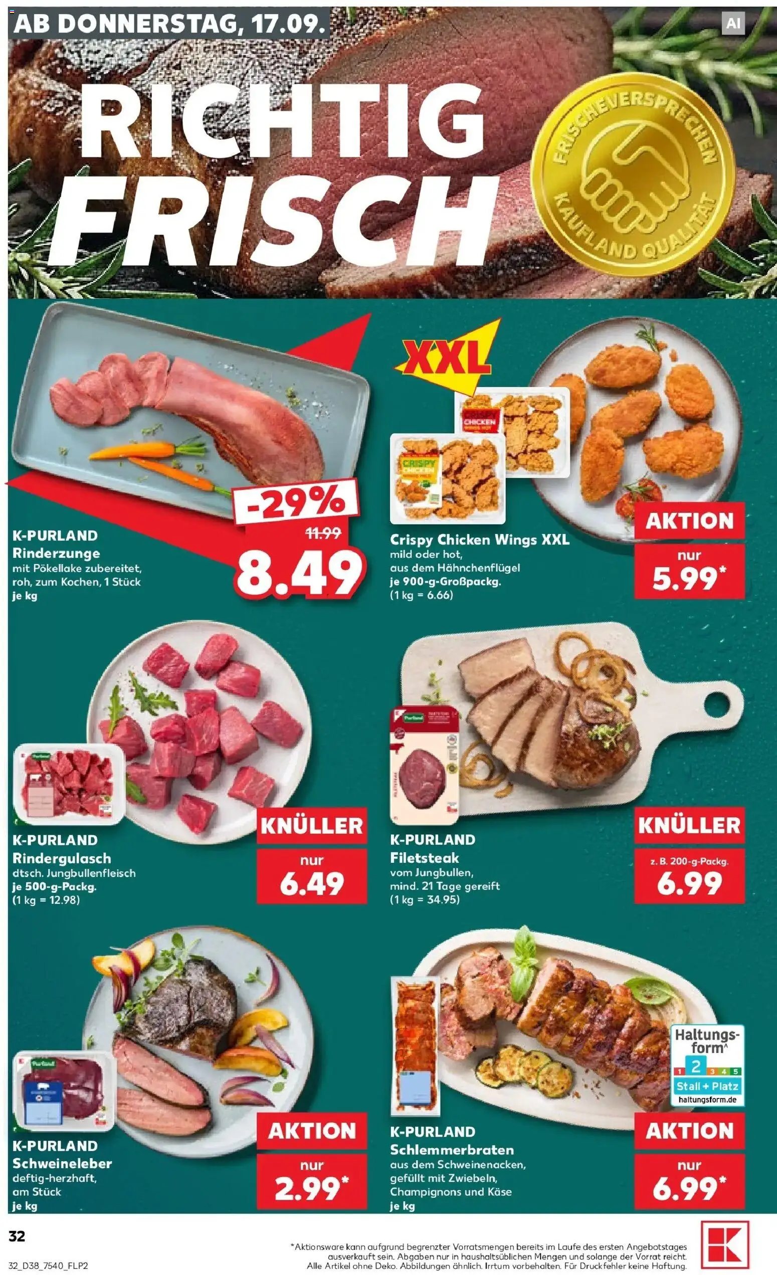Prospekt Kaufland ab 14.09.2026 » Angebote Online zum Blättern | Seite: 44 | Produkte: Rindergulasch, Käse, Champignons