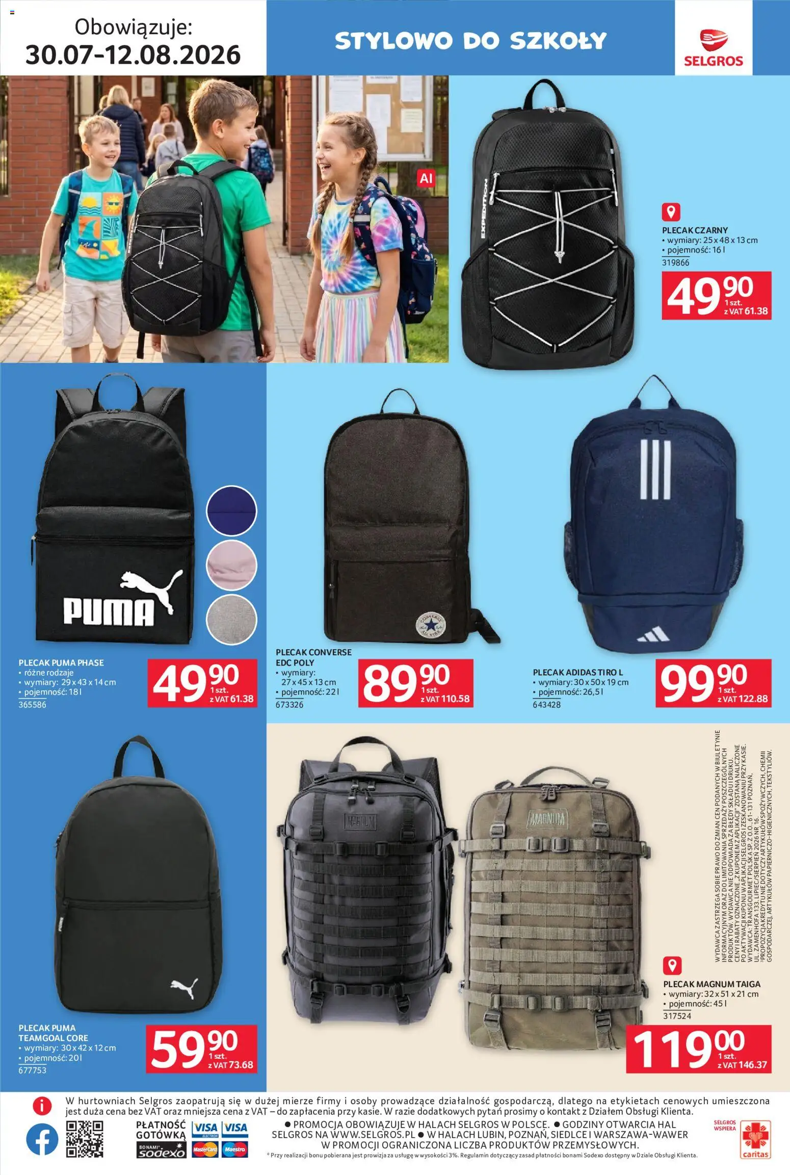 Selgros cash&carry gazetka - Szkola od 30.07.2026 | Strona: 22 | Produkty: Plecak