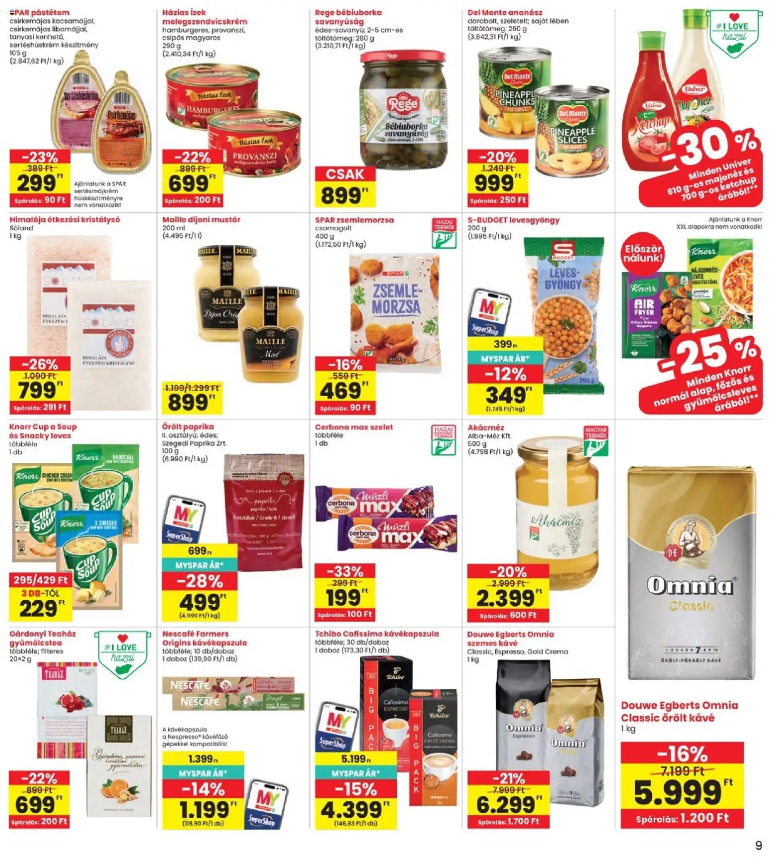 Interspar akciós ujság - amely érvényes a következő dátumtól: 2026.10.22. | Oldal: 9 | Termékek: Zsemlemorzsa, Müzli, Knorr, Omnia