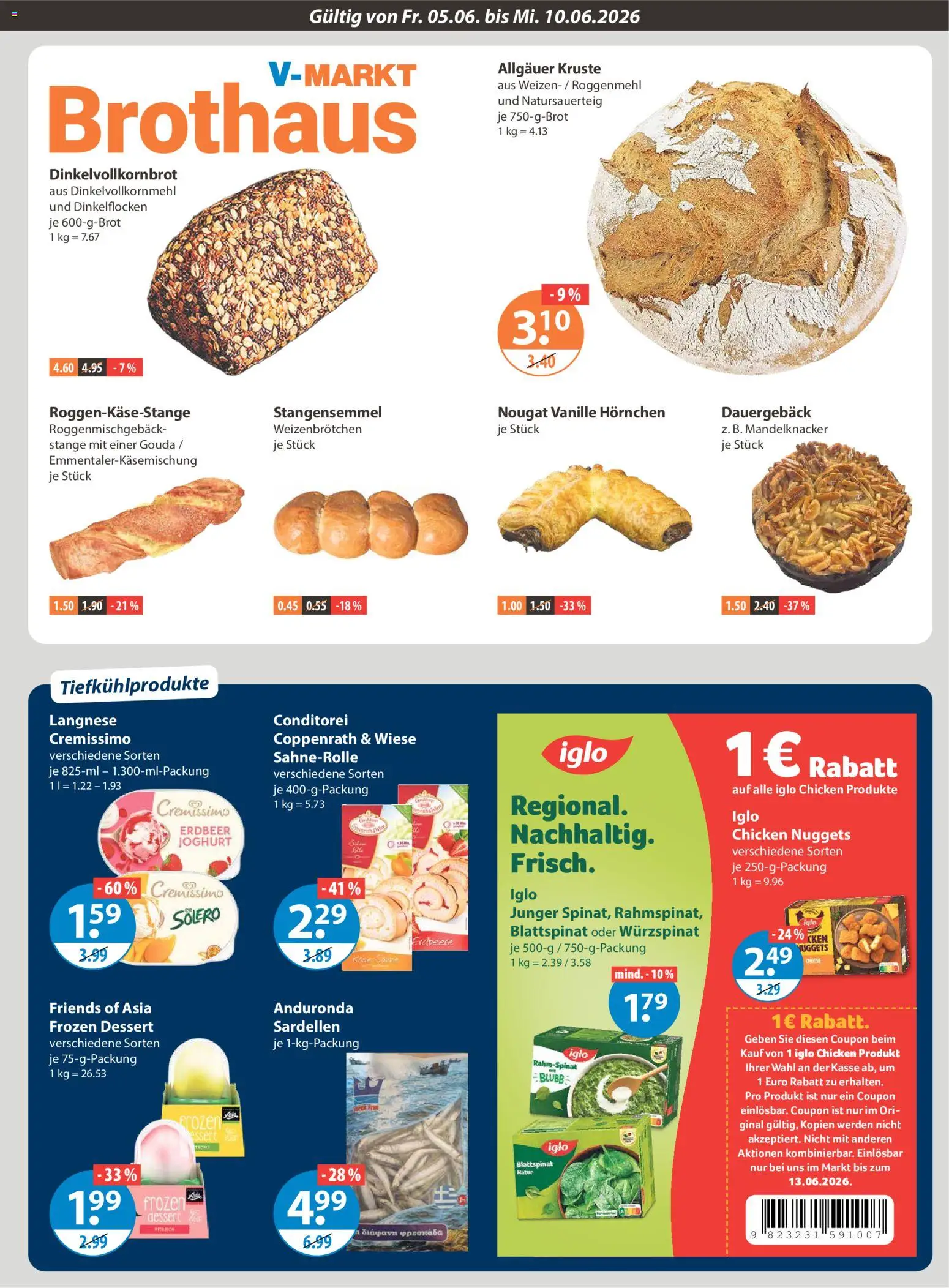 V-Markt Schwaben / Oberbayern – gültig ab 05.06.2026 | Seite: 5 | Produkte: Cremissimo, Joghurt, Iglo, Pfirsich