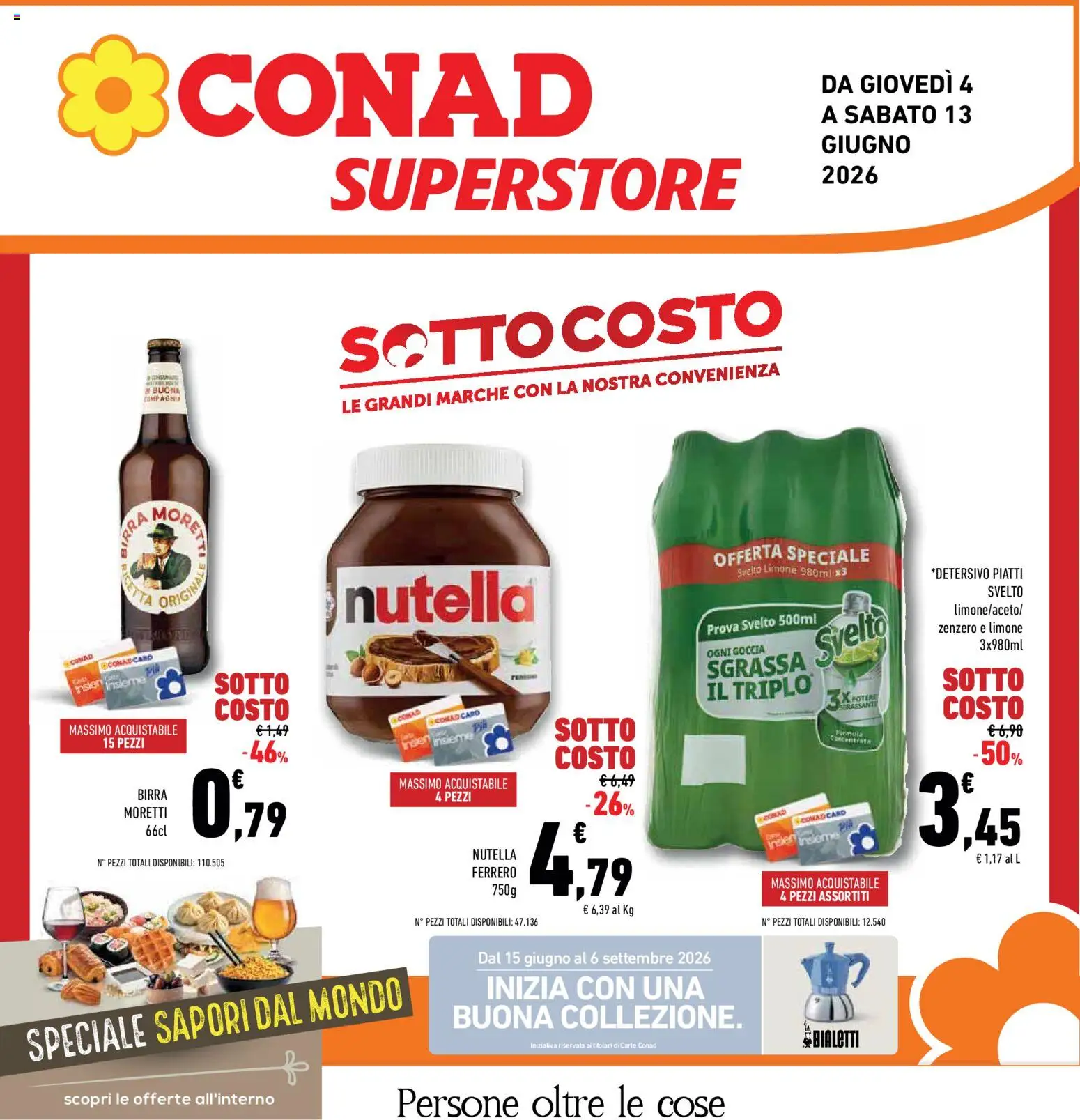 Volantino Conad del 04.06.2026 | Pagina: 1 | Prodotti: Birra, Limone, Birra Moretti, Nutella