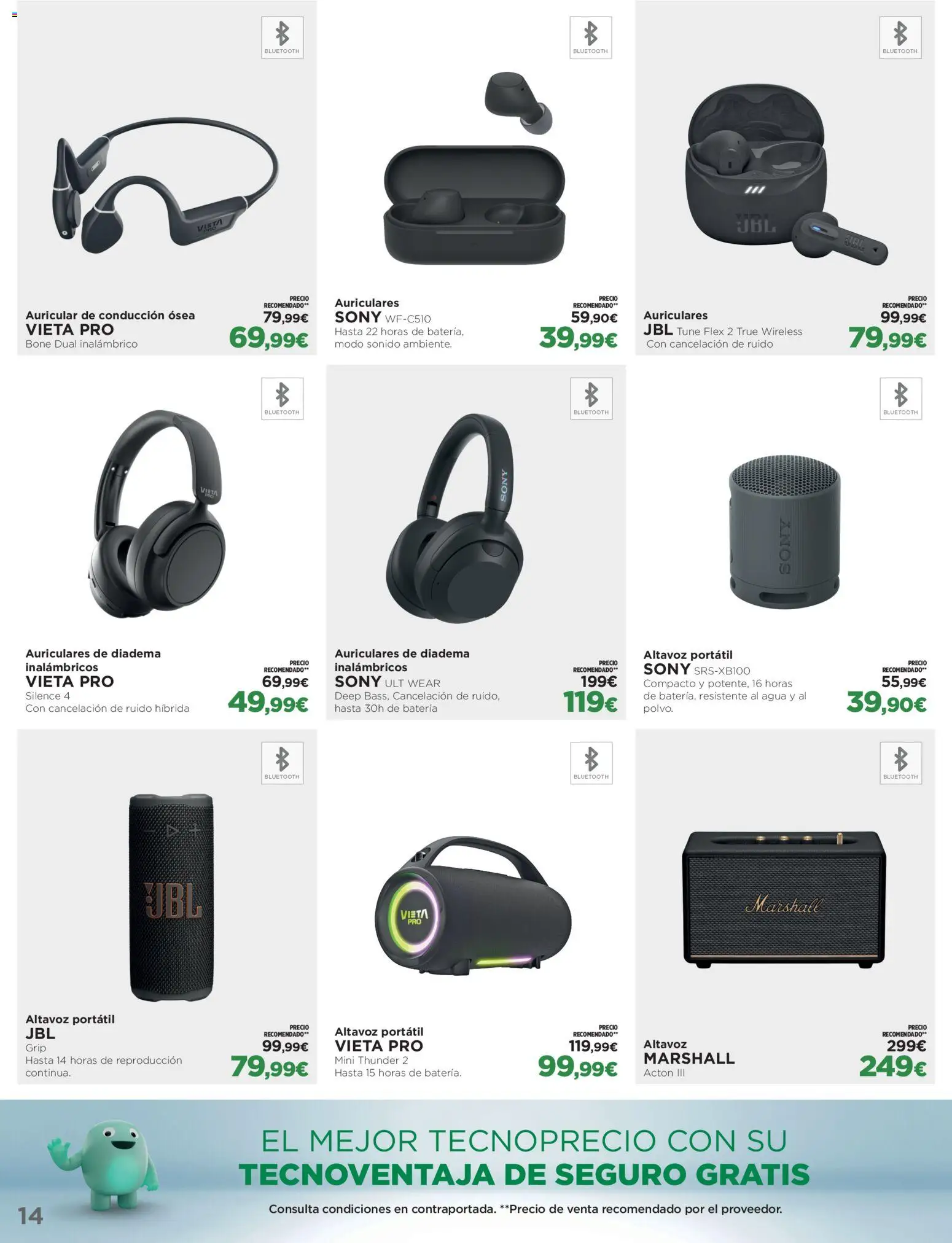 El Corte Inglés Los Tecnoprecios │ válido desde el 05/10/2026 | Página: 14 | Productos: Auriculares, Altavoz, Agua, Batería