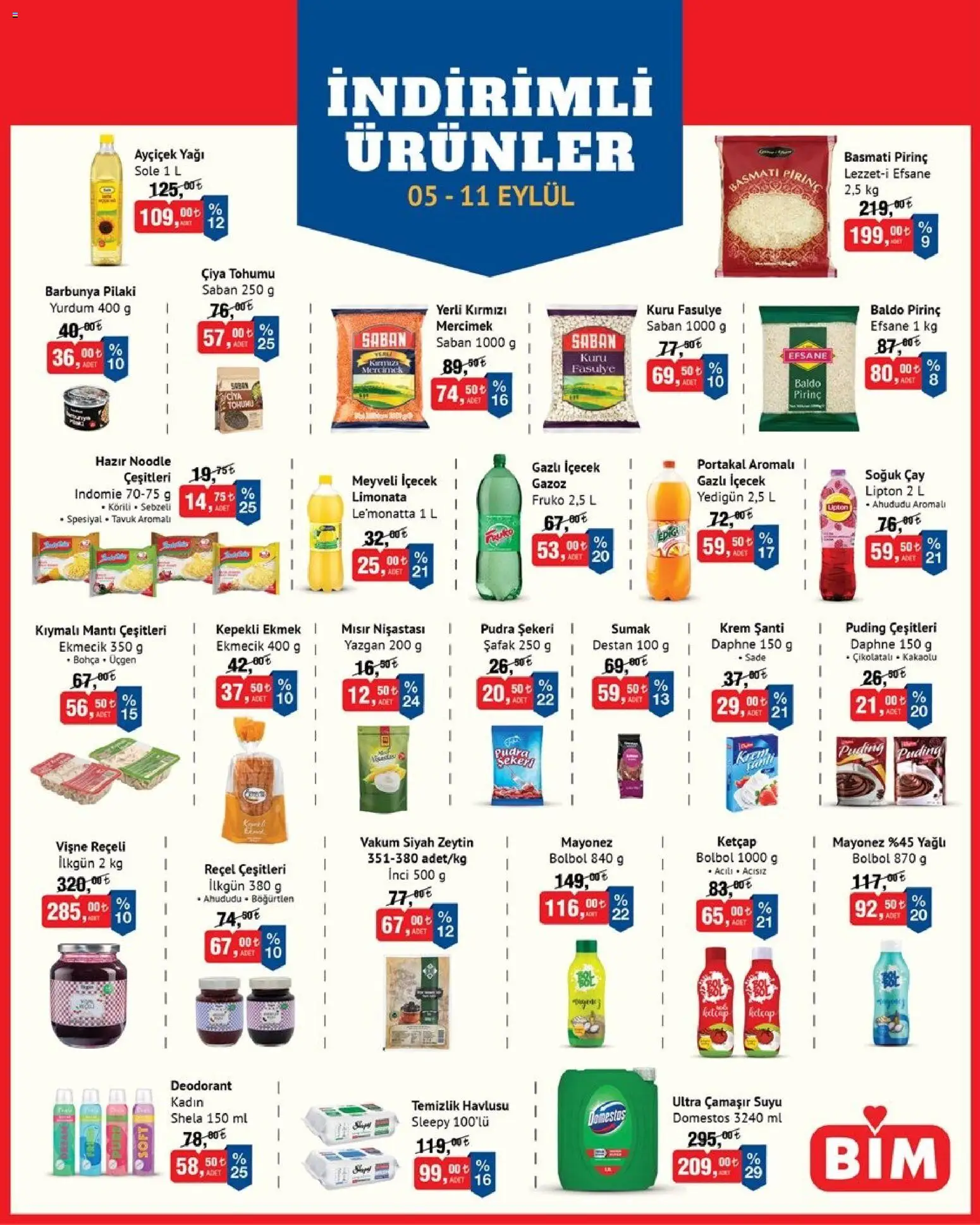 BİM Katalog - 05 Eylül 2026 tarihinden itibaren geçerlidir | Sayfa: 1 | Ürünler: Krem, Pirinç, Vişne, Gazlı içecek