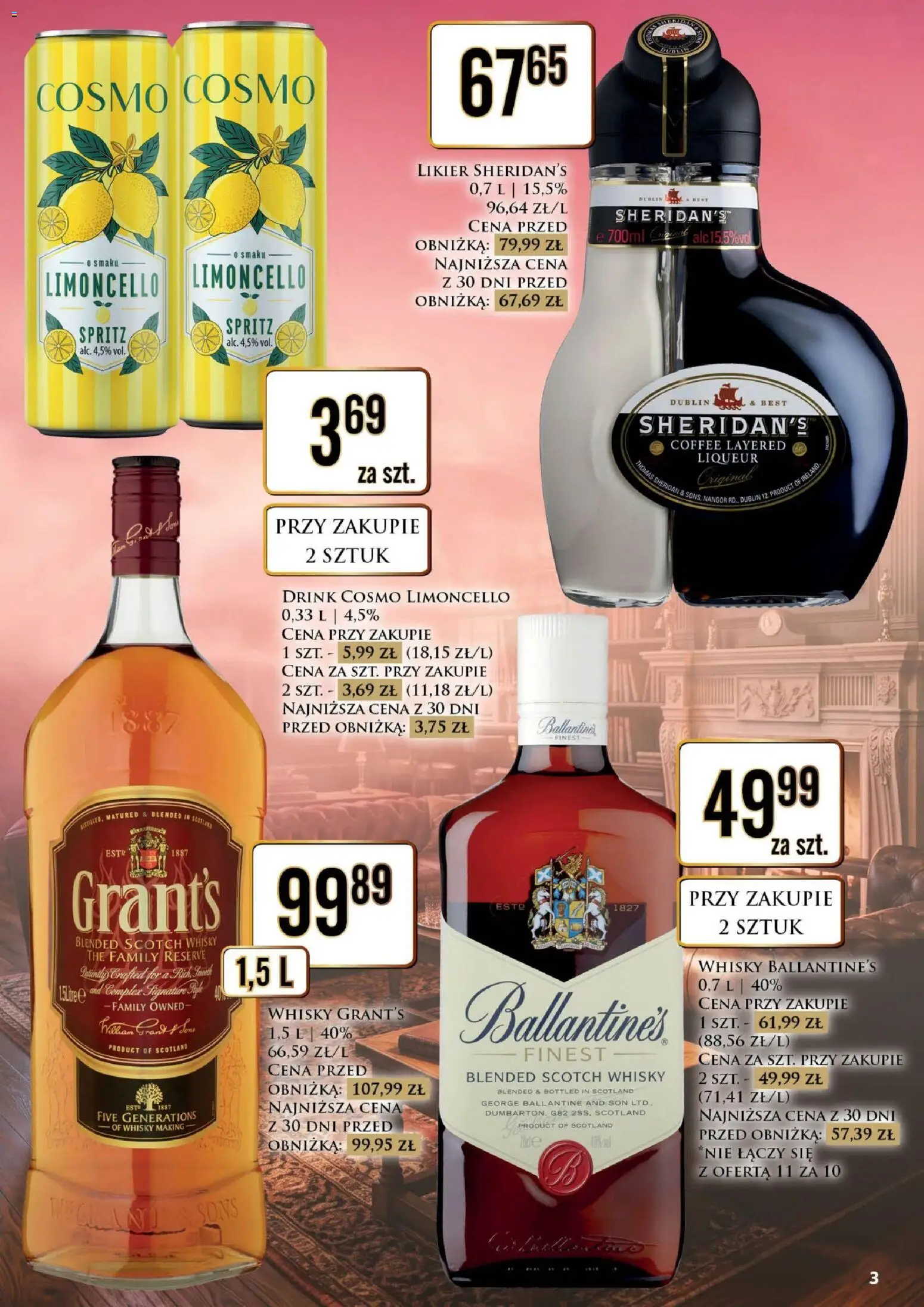 Dino gazetka alkoholowa od 04.09.2026 | Strona: 3 | Produkty: Grant's, Sheridan's, Limoncello, Whisky