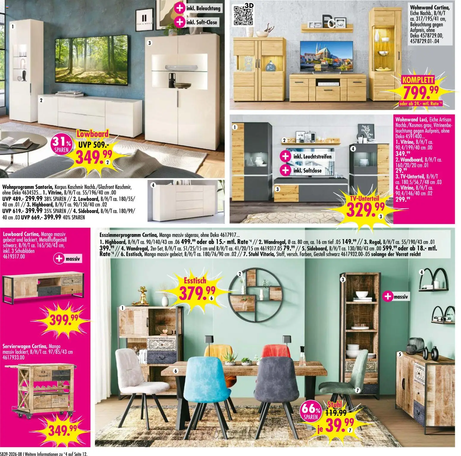 SB Möbel Boss Prospekt Bobbau – gültig ab 19.09.2026 | Seite: 8 | Produkte: Wohnwand, Lowboard, Esstisch, Mango