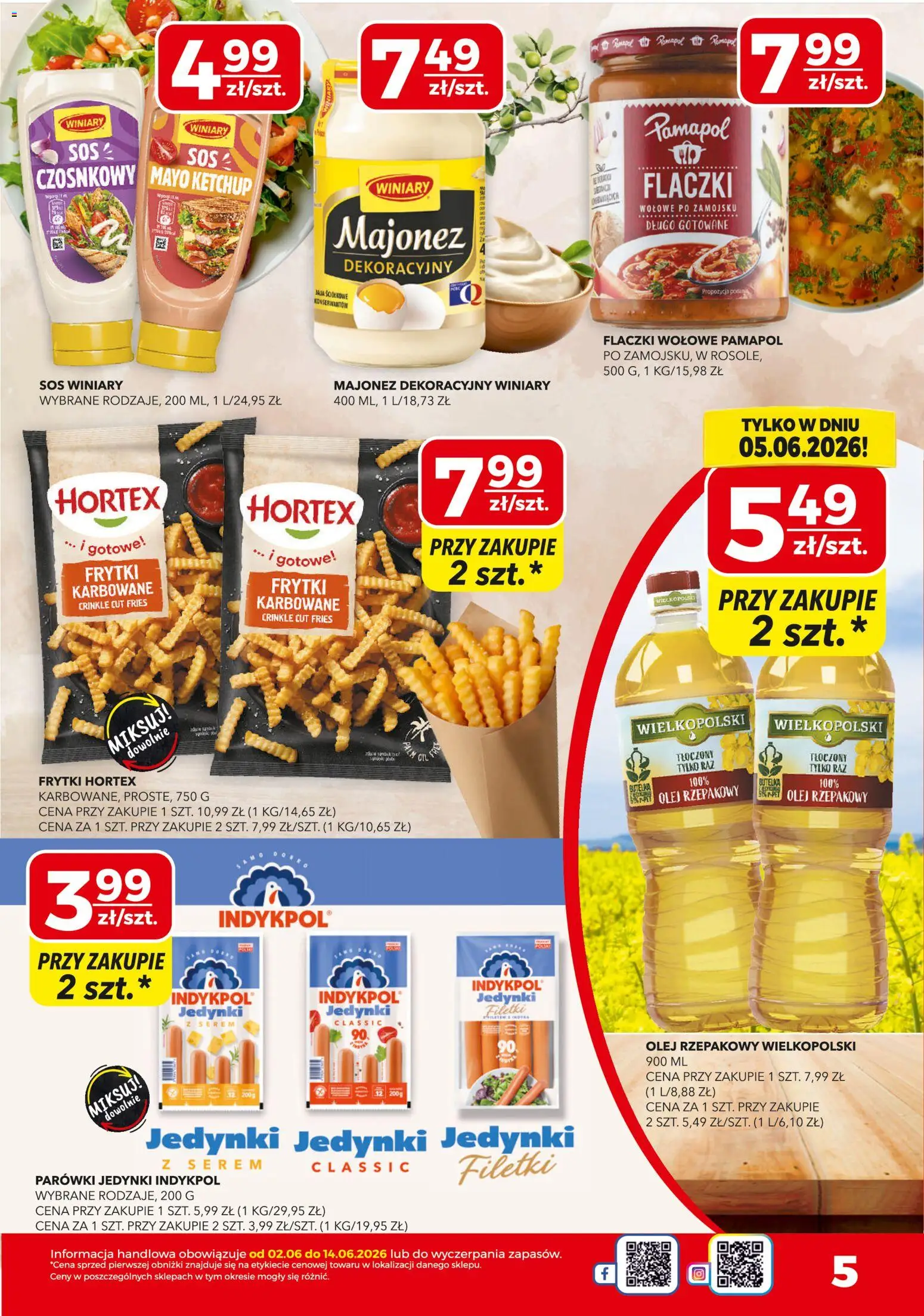Top Market gazetka od 02.06.2026 | Strona: 5 | Produkty: Ketchup, Parówki, Olej, Majonez