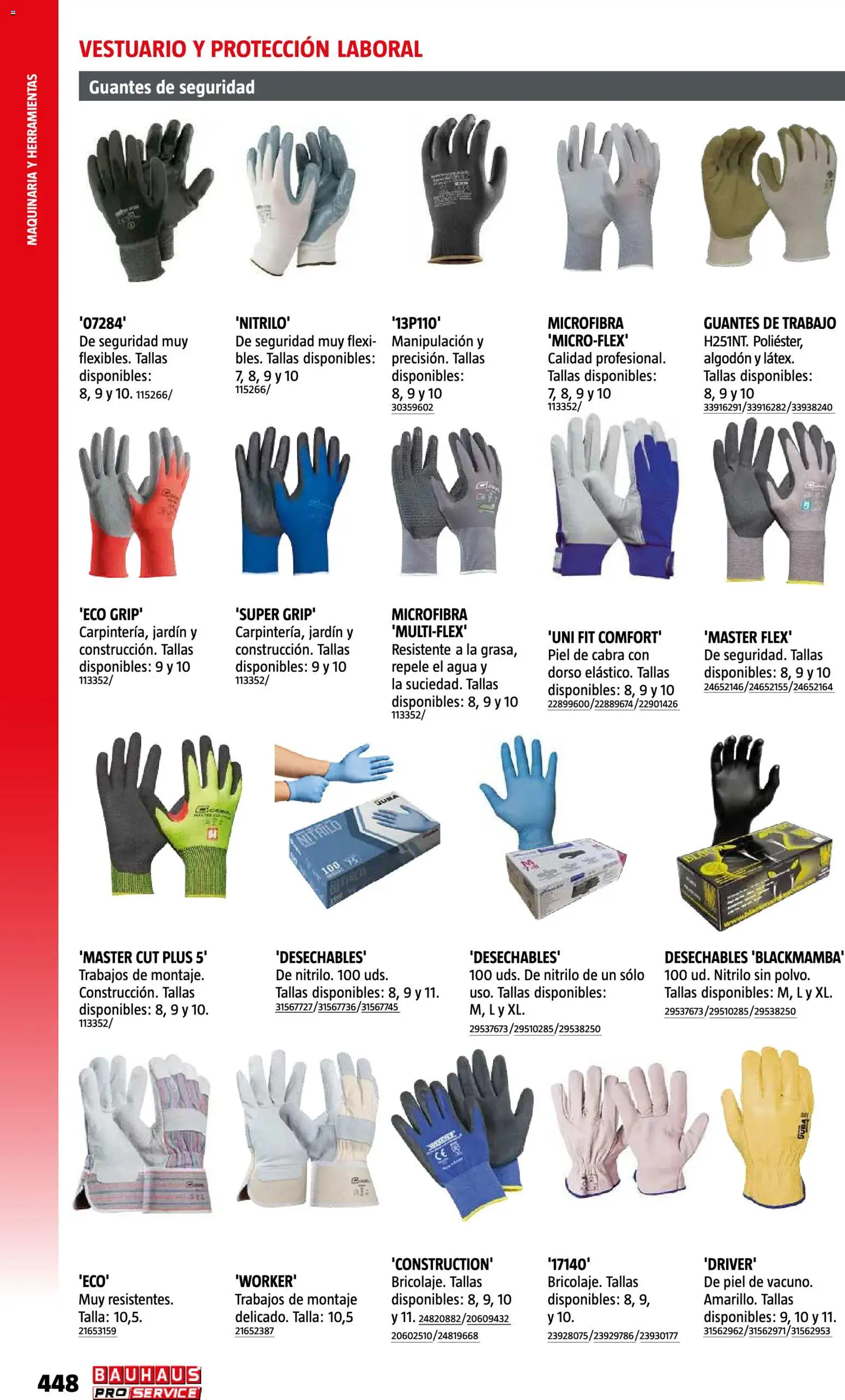 Bauhaus ProService │ válido desde el 11/05/2026 | Página: 448 | Productos: Guantes, Herramientas, Algodón, Agua