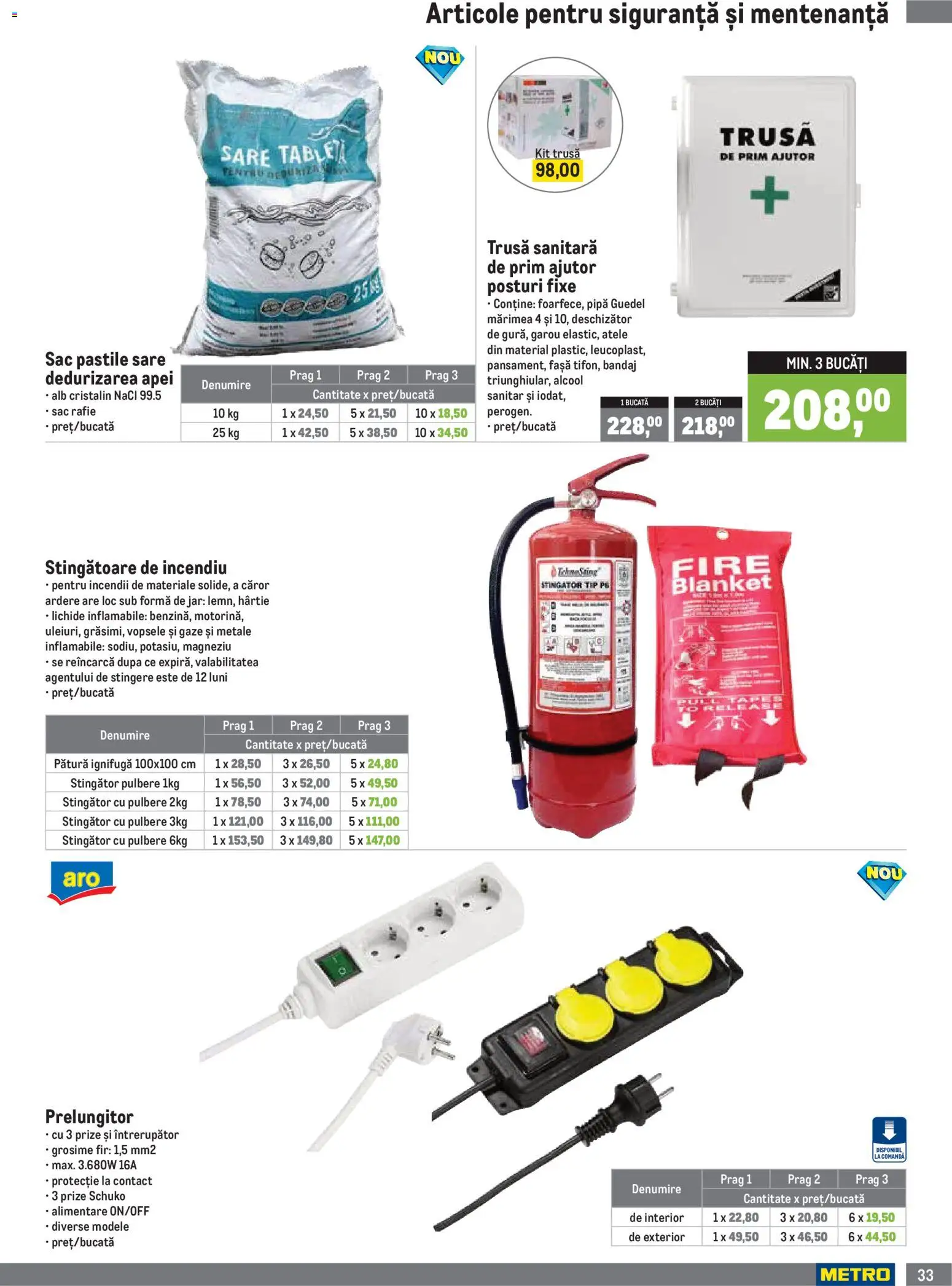 Noul catalog Metro – valabil de la 01.07.2026 | Pagină: 33 | Produse: Prize, Prelungitor, Pătură, Sare