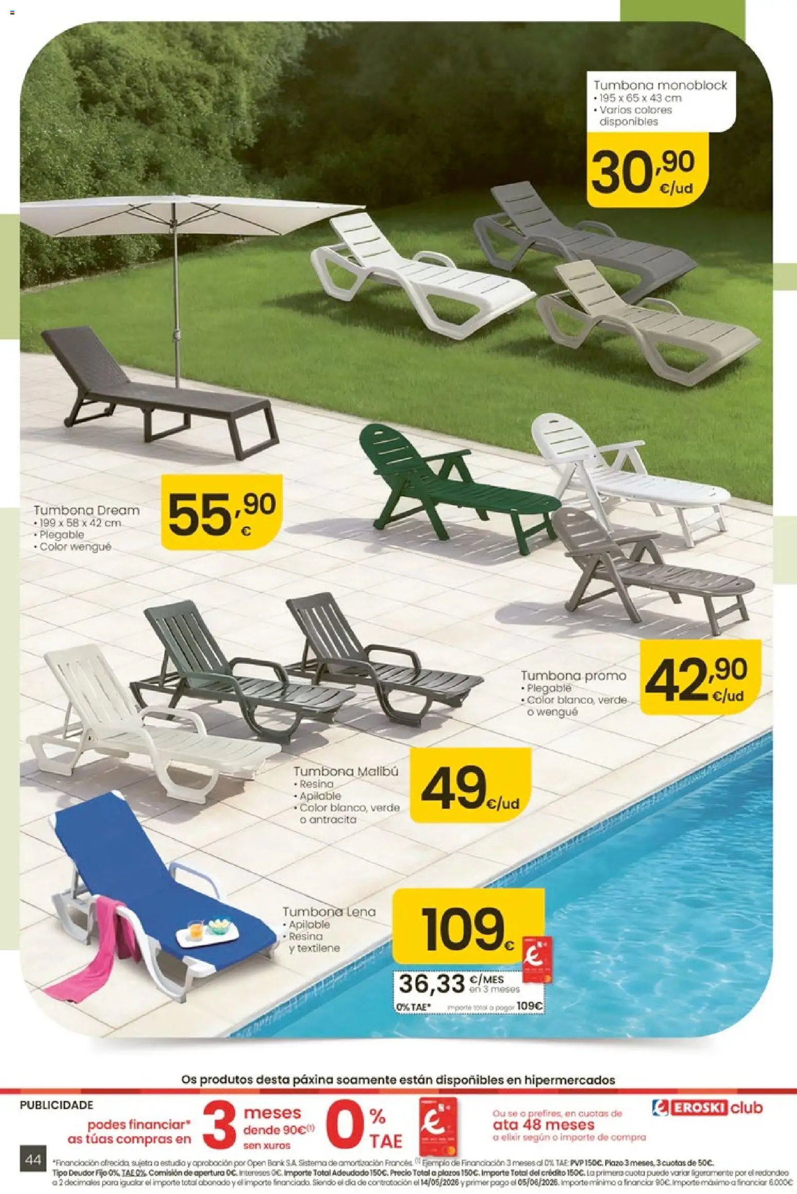 Eroski Quieres ahorrar conmigo │ válido desde el 14.05.2026 | Página: 44 | Productos: Tumbona