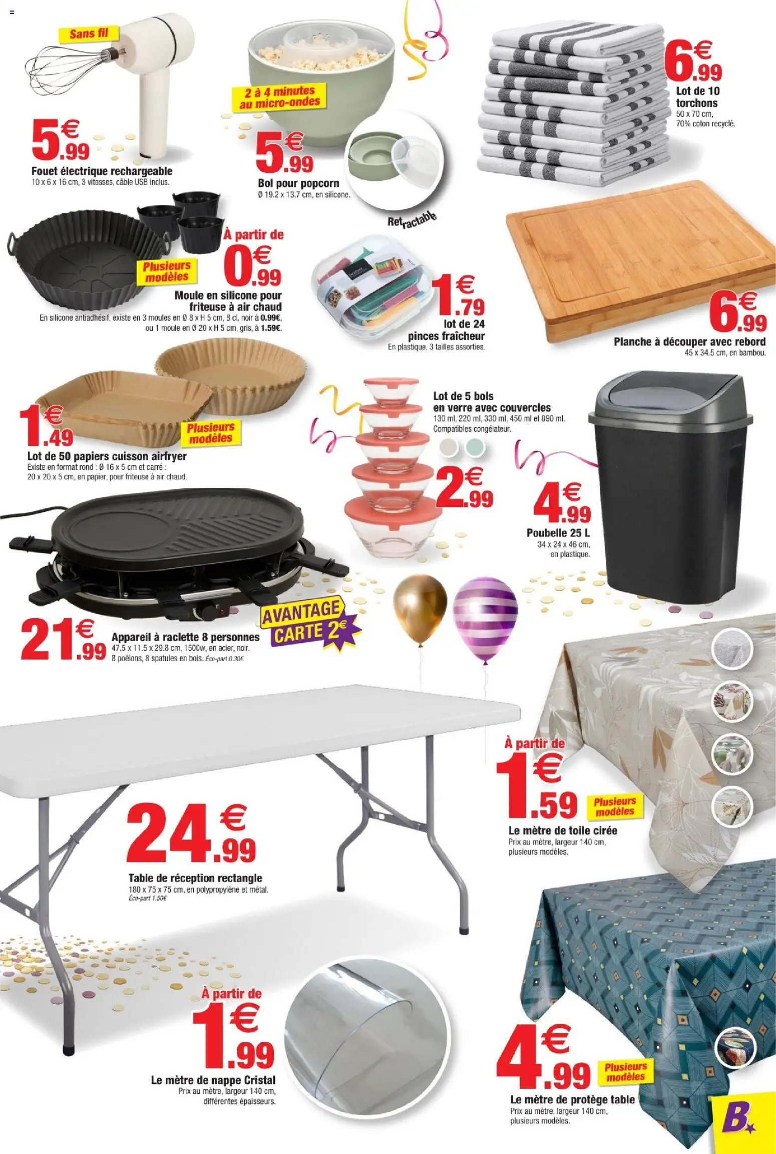 {H1} | Page: 9 | Produits: Pinces, Friteuse, Toile cirée, Table
