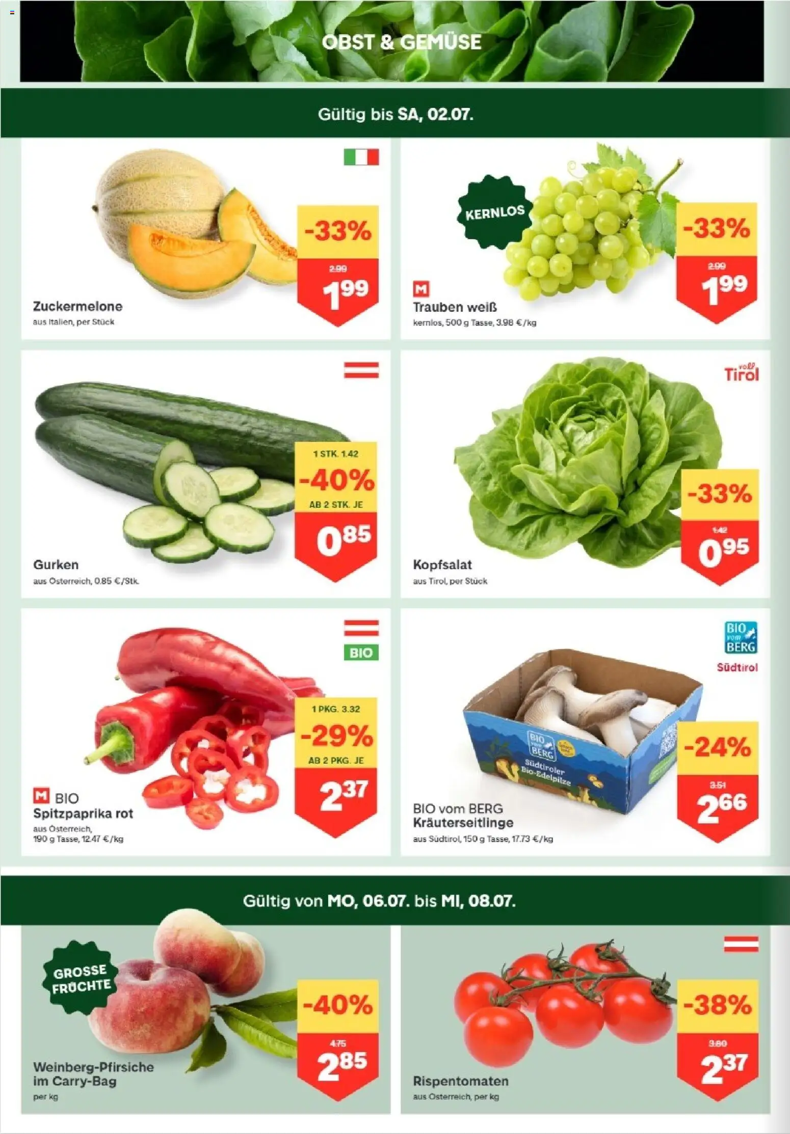 MPREIS Hohenems gültig ab 02.07.2026 | Seite: 2 | Produkte: Gurken, Gemüse, Obst