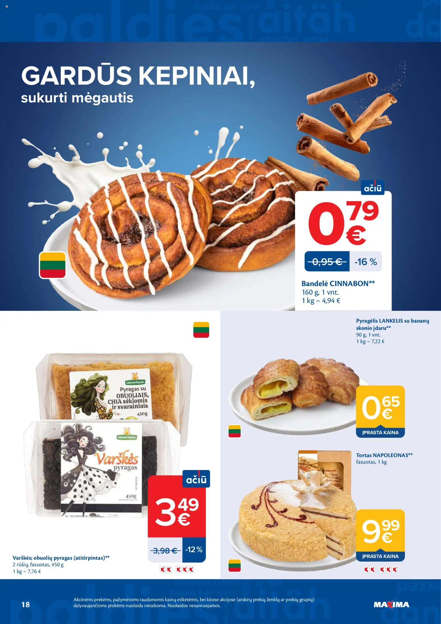 MAXIMA akcijos nuo 16.06.2026 | Puslapis: 18 | Prekių: Bandelė, Tortas, Pyragas