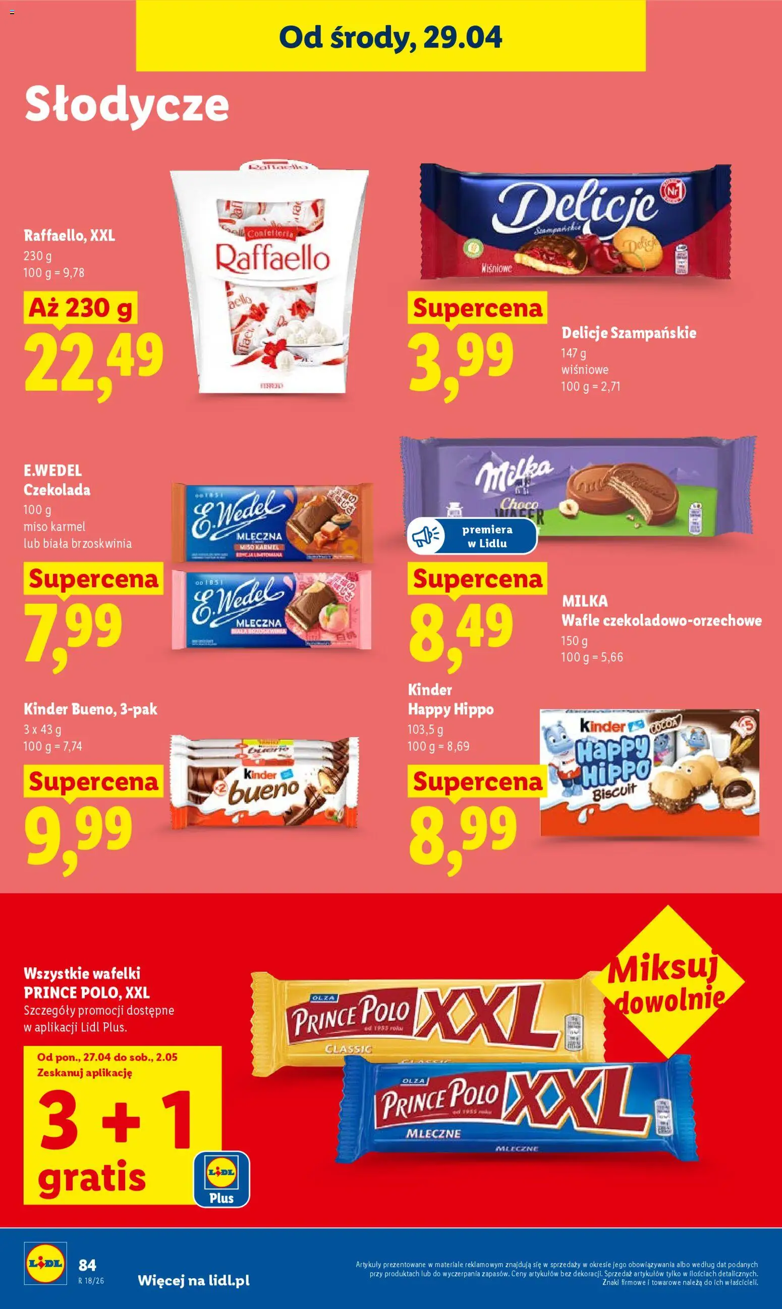 Lidl gazetka od 29.04.2026 | Strona: 86 | Produkty: Słodycze, Wafle, Czekolada milka, Czekolada