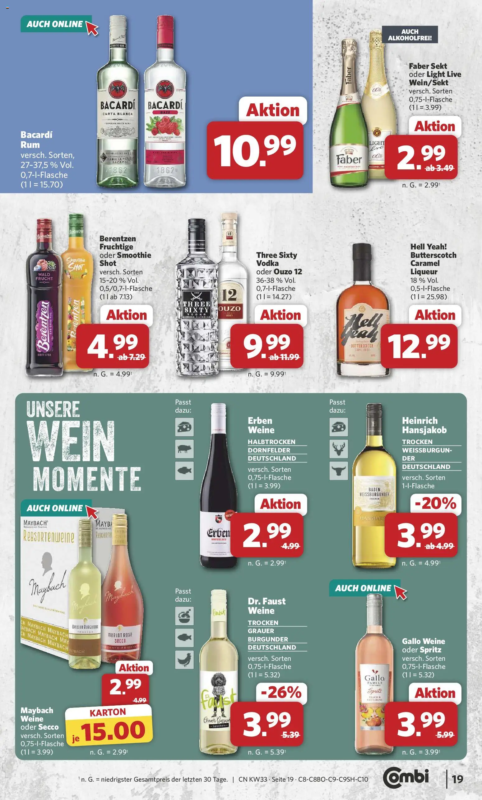Combi Prospekt – gültig ab 10.08.2026 | Seite: 23 | Produkte: Bacardi, Butter, Sekt, Berentzen