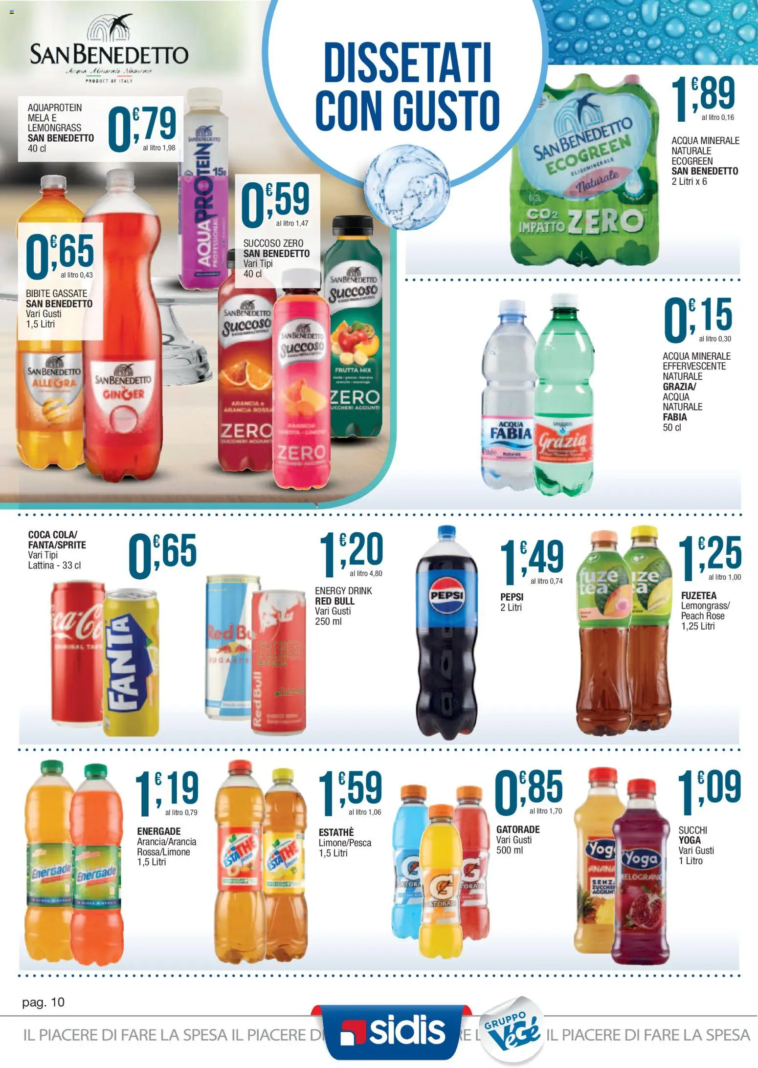 Volantino Sidis del 10/08/2026 | Pagina: 10 | Prodotti: Frutta, Fanta, Acqua minerale, Pepsi