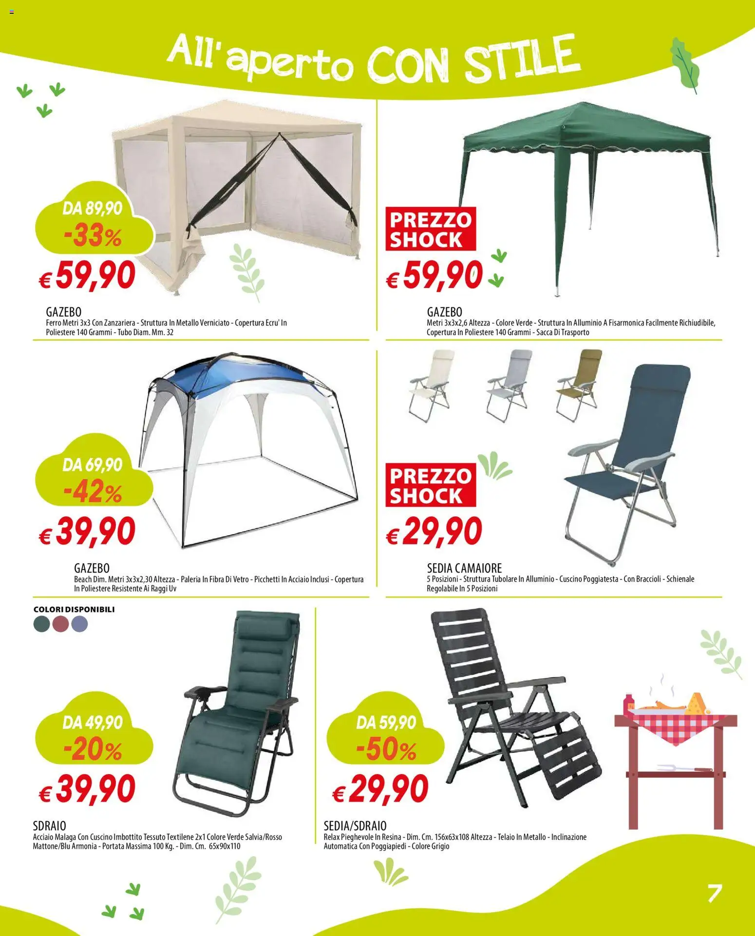 Volantino Galassia del 23.04.2026 | Pagina: 7 | Prodotti: Braccioli, Gazebo, Cuscino, Sedia