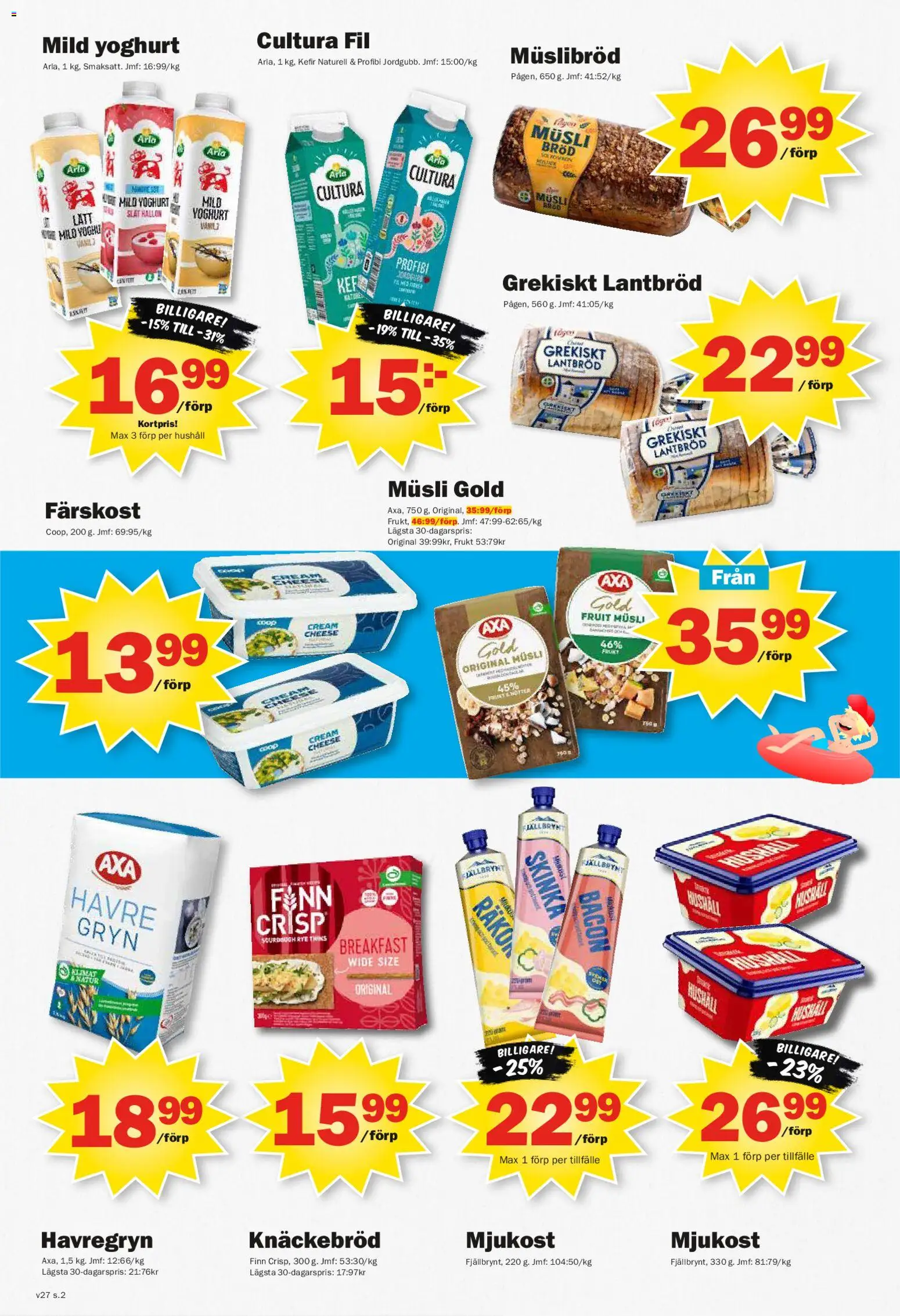 Pekås reklamblad aktuell från 29/06/2026 | Sida: 2 | Produkter: Musli, Bacon, Mjukost, Hallon