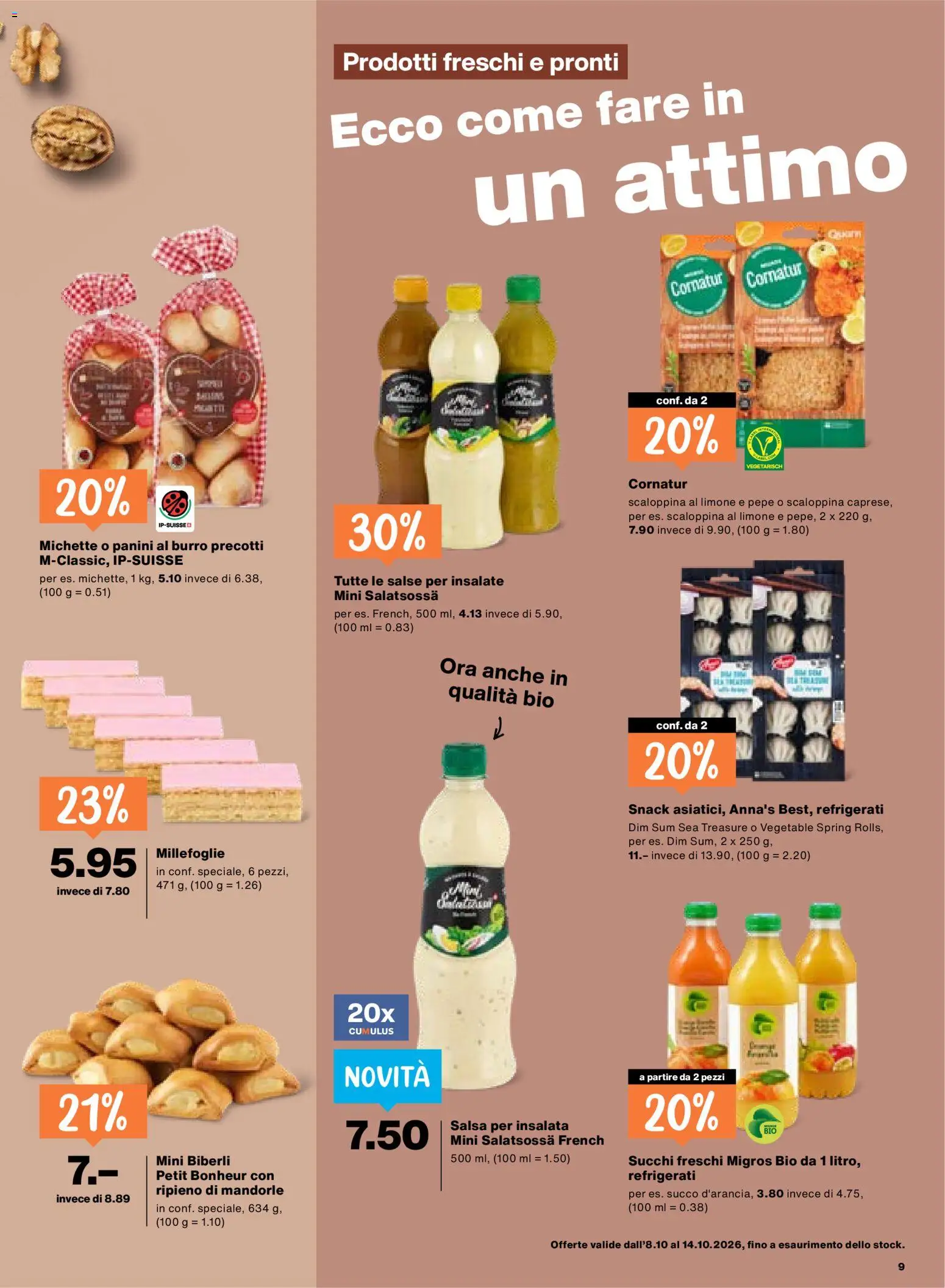 Migros aktionen IT – gültig ab 08.10.2026 | Seite: 9 | Produkte: Dressing, Snacks