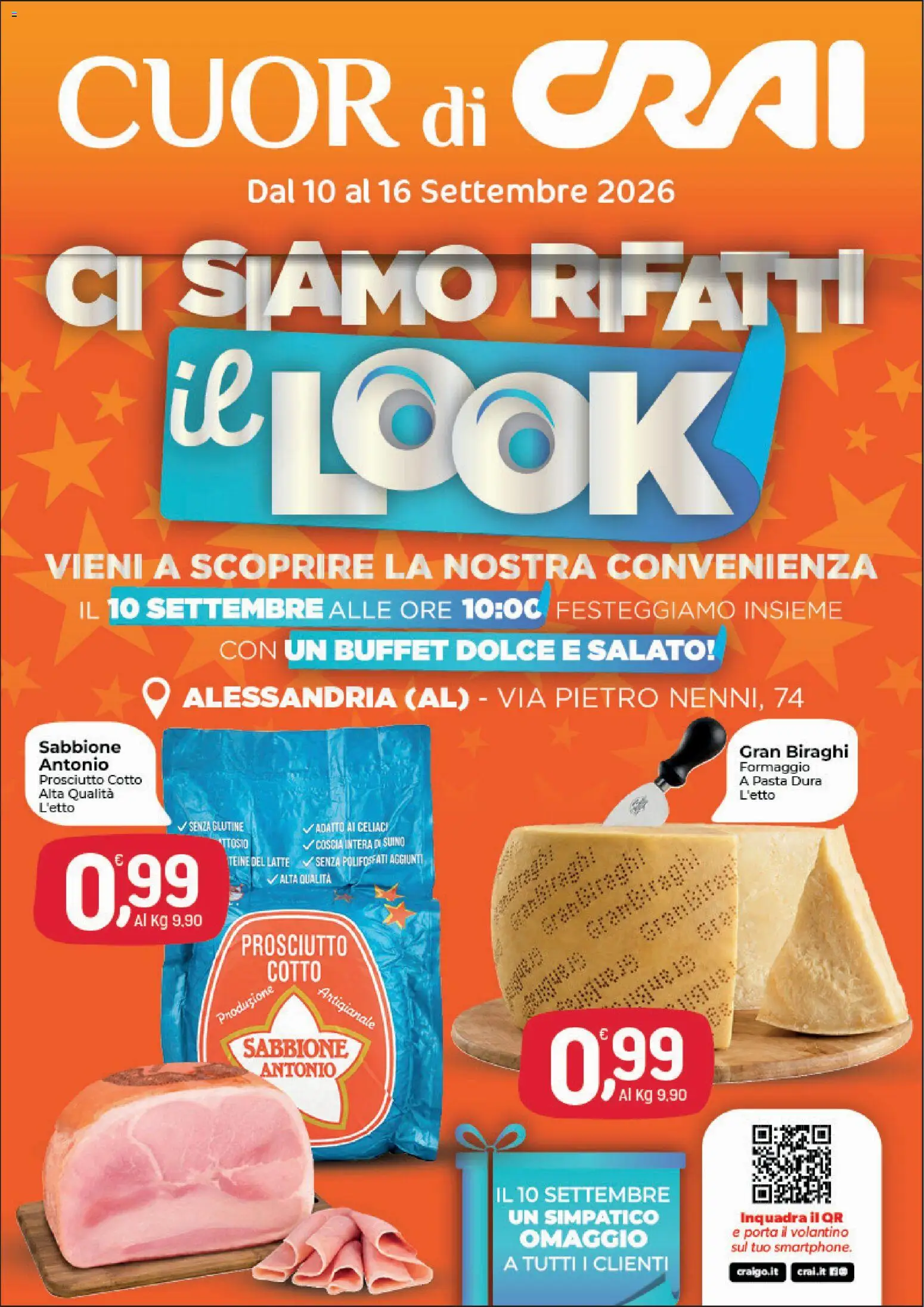 Volantino CRAI del 10/09/2026 | Pagina: 1 | Prodotti: Suino, Formaggio, Prosciutto, Pasta