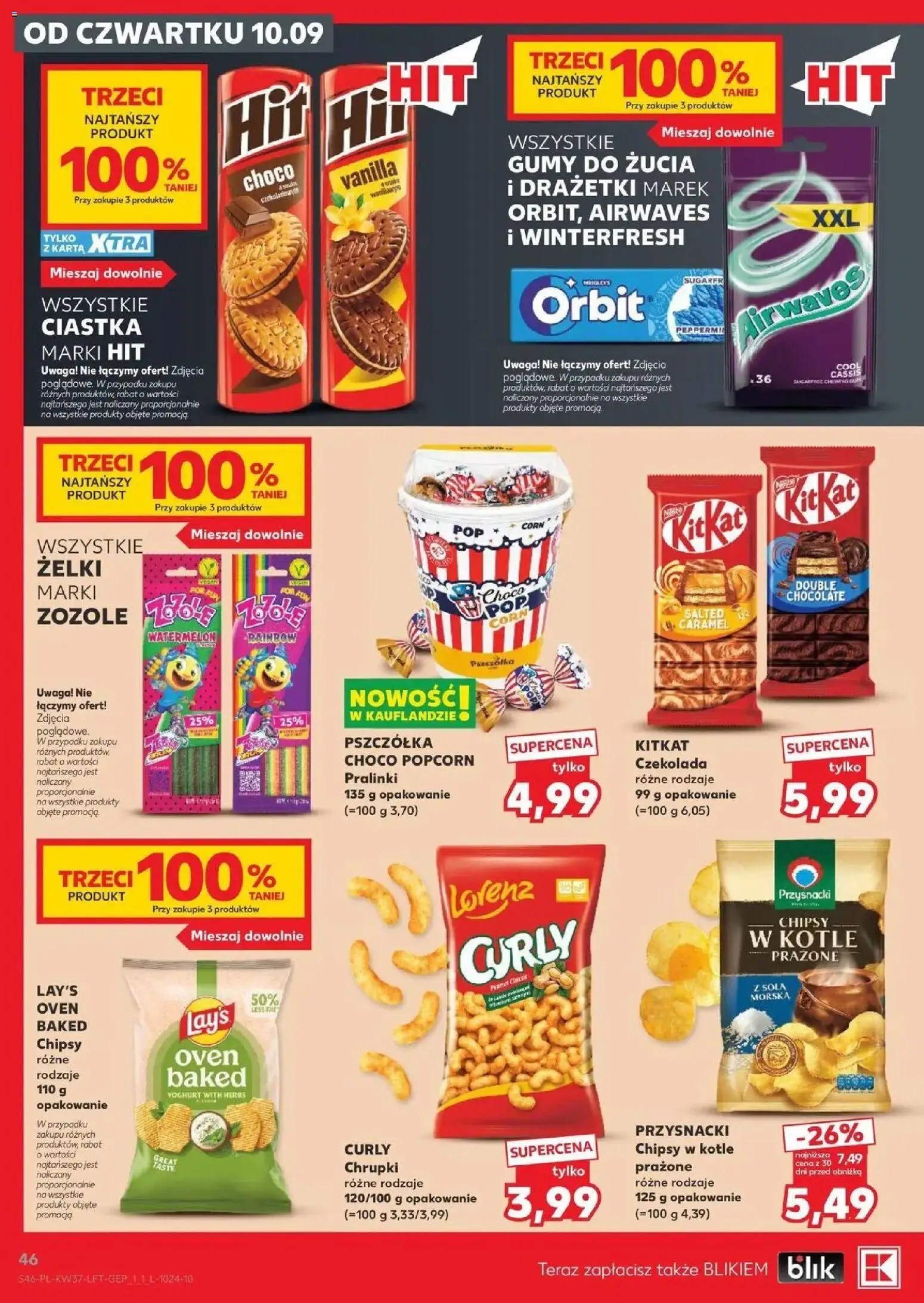Kaufland gazetka od 10.09.2026 - od jutra PDF | Strona: 46 | Produkty: Chipsy, Gumy do żucia, Żelki, Ciastka