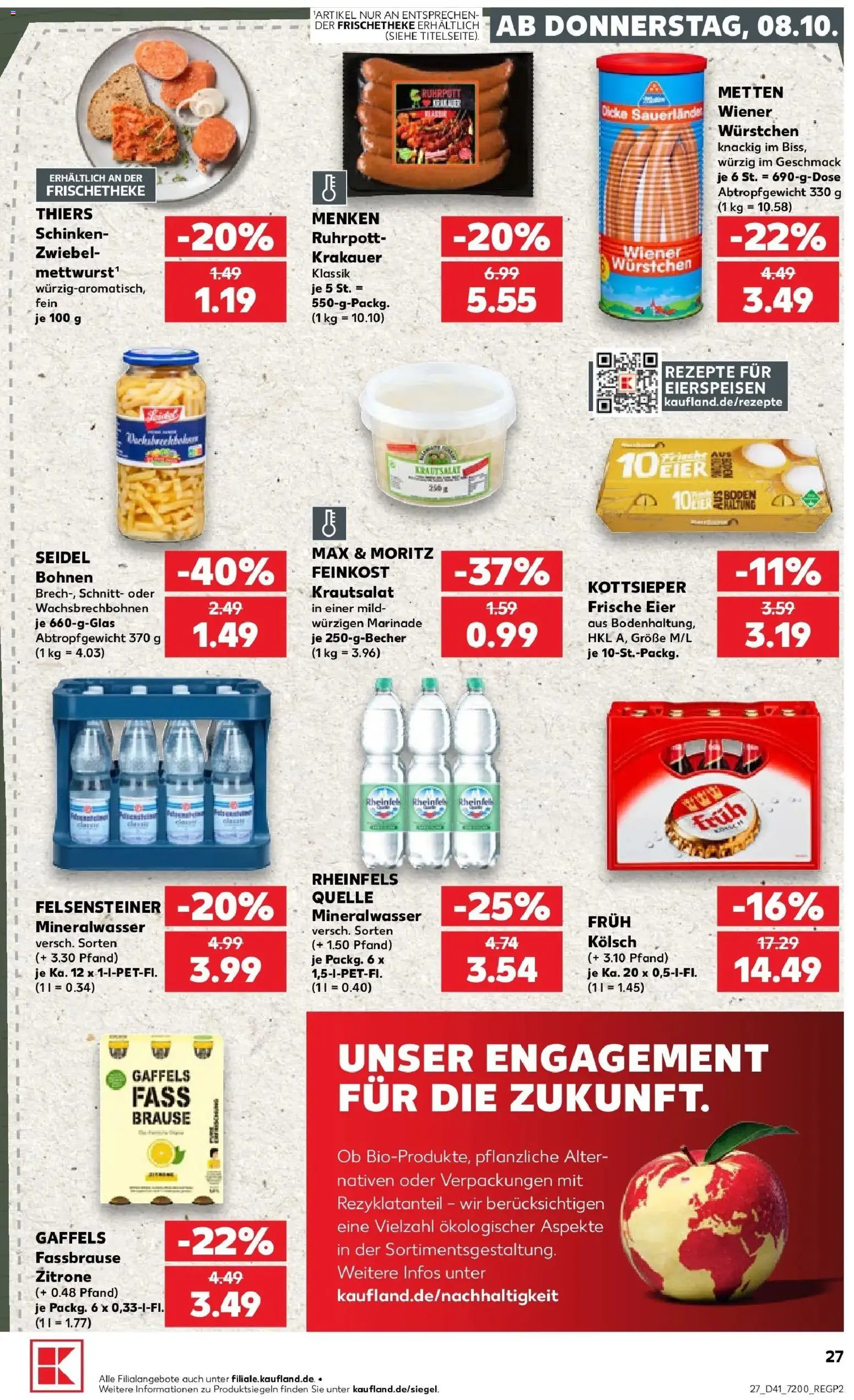 Prospekt Kaufland ab 05.10.2026 » Angebote Online zum Blättern | Seite: 37 | Produkte: Wiener wurstchen, Eier, Mineralwasser, Schinken