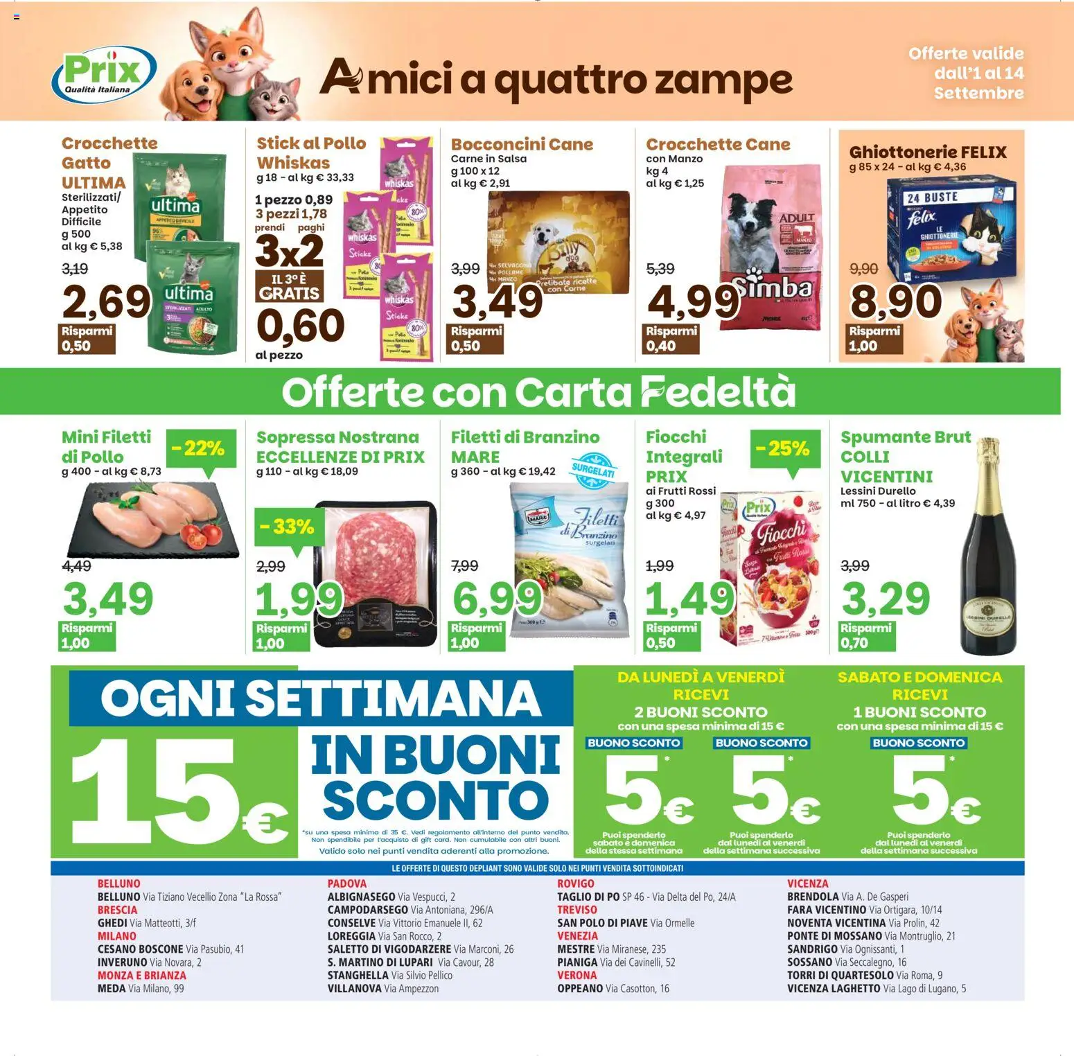 Volantino Prix del 01/09/2026 | Pagina: 21 | Prodotti: Branzino, Taglio, Spumante, Crocchette cane