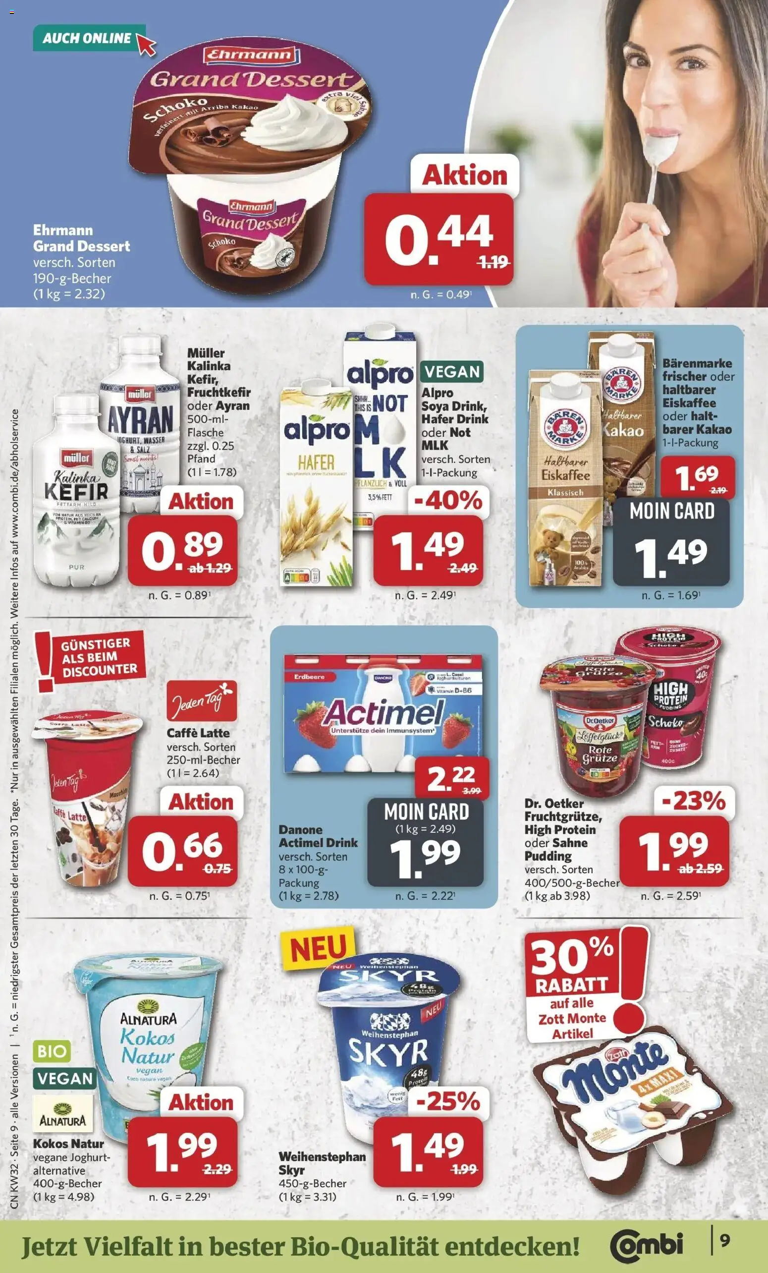 Combi Prospekt Borchen (ab 03.08.2026) zum Blättern | Seite: 9 | Produkte: Ehrmann grand dessert, Pudding, Salz, Sahne
