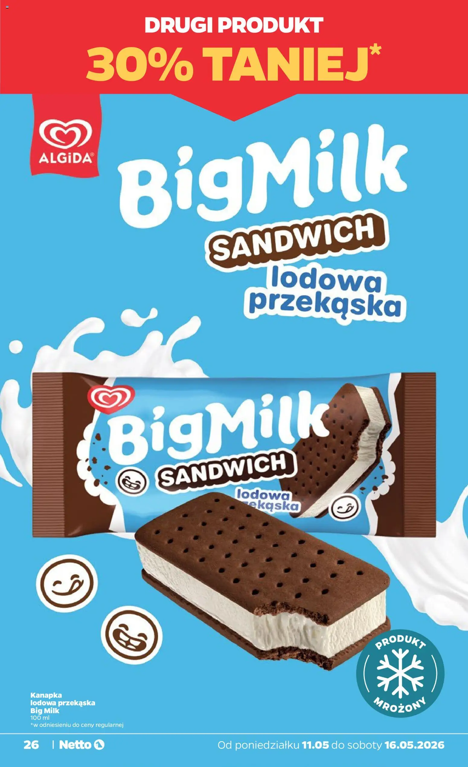 Netto gazetka od poniedziałku spożywcza od 11.05.2026 | Strona: 26 | Produkty: Sandwich, Big Milk