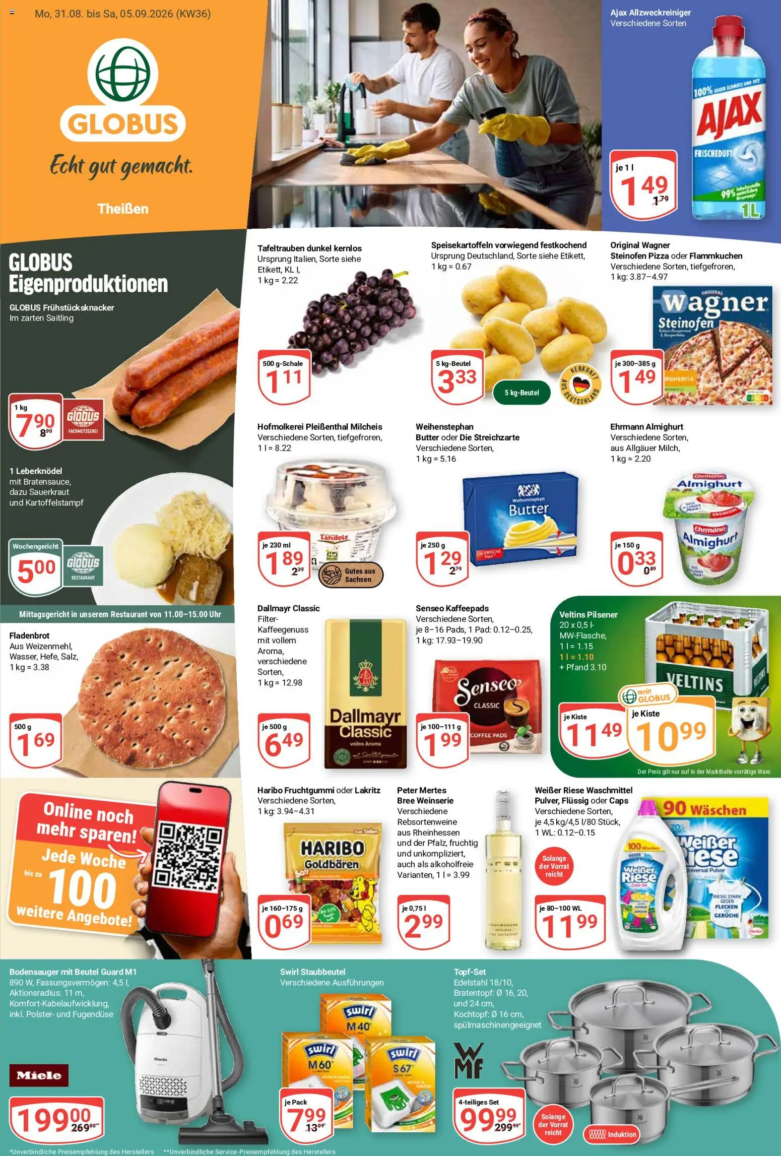 Globus Prospekt Theißen – gültig ab 31.08.2026 | Seite: 4 | Produkte: Senseo, Haribo, Dallmayr, Waschmittel