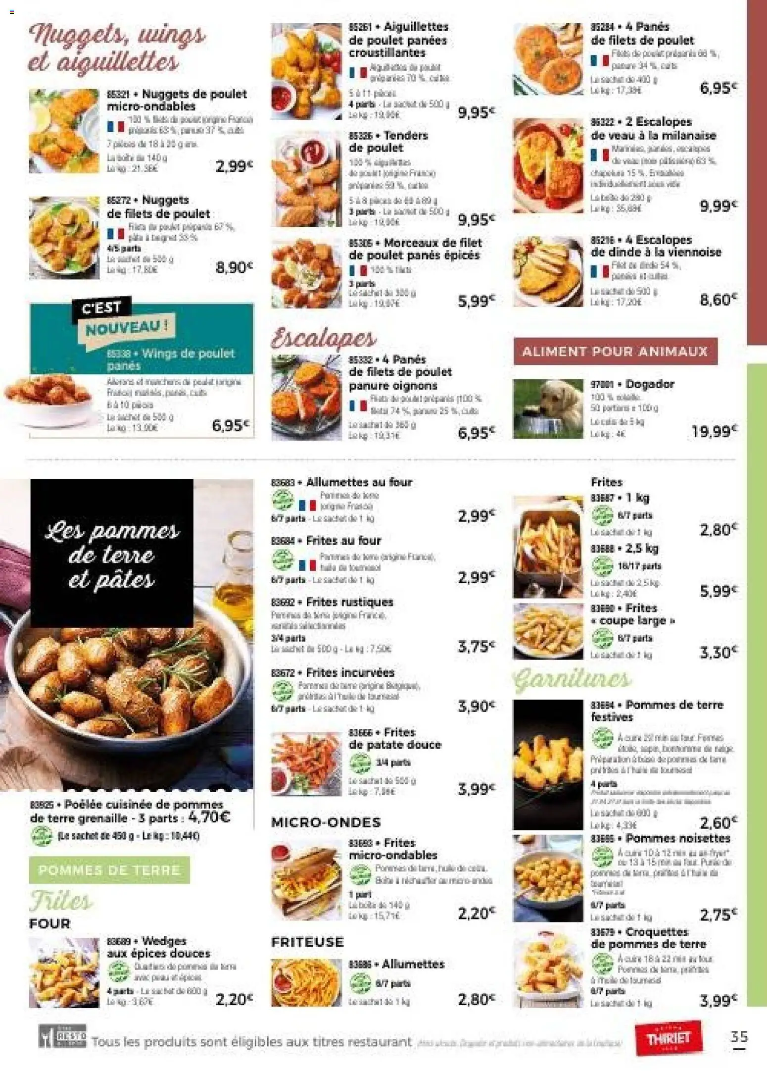 {H1} | Page: 35 | Produits: Patate douce, Frites, Pommes de terre grenaille, Filets de poulet