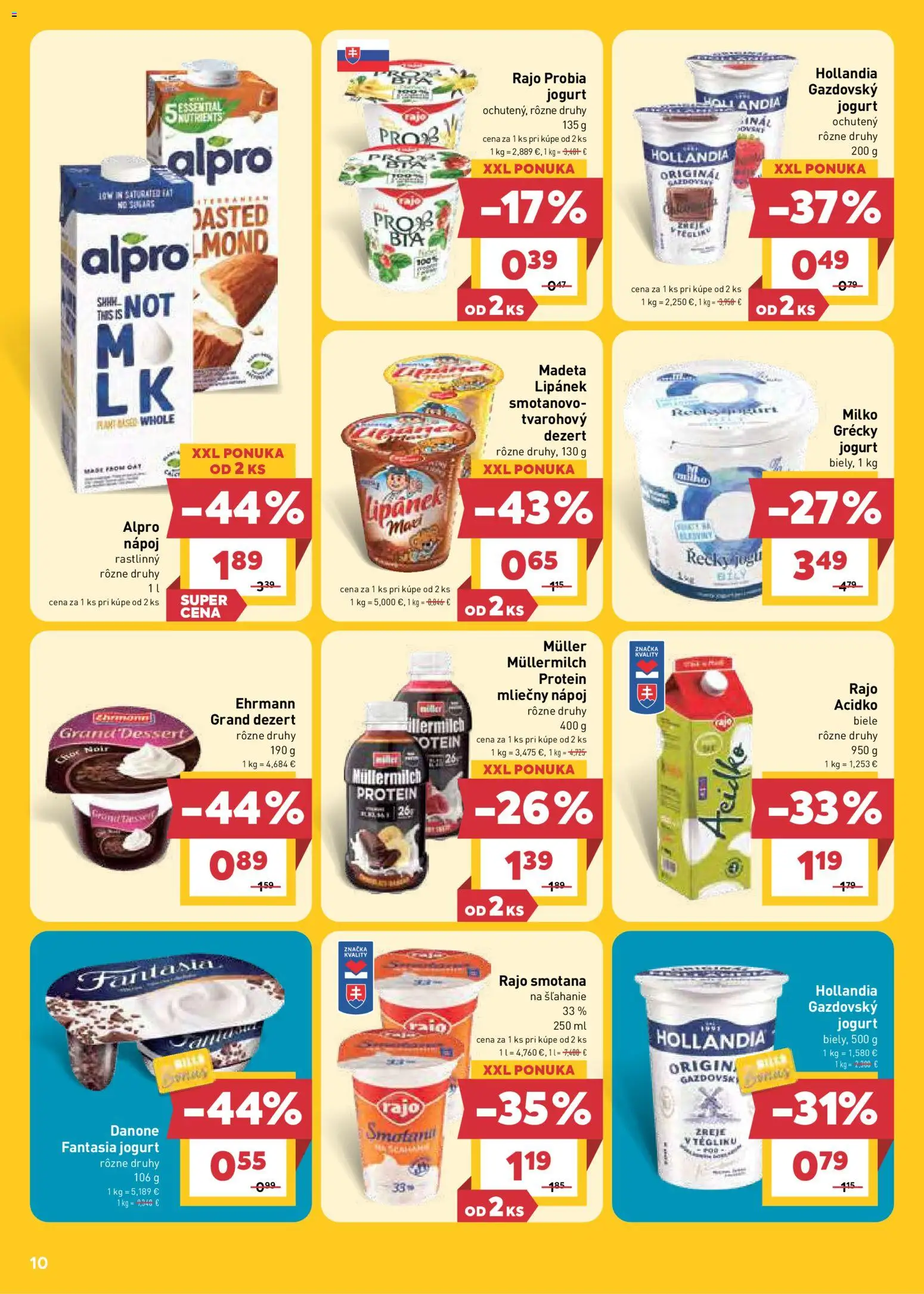 Nové Billa akcie – leták je platný od 12.08.2026 | Strana: 10 | Produkty: Grécky jogurt, Acidko, Alpro, Smotana na šľahanie