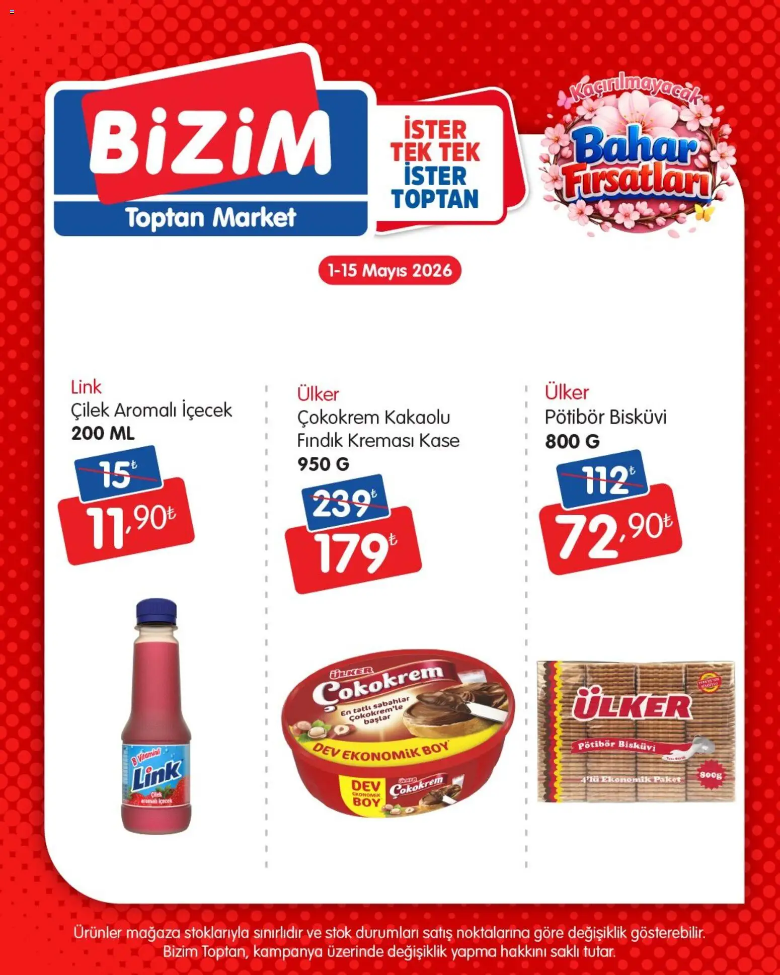 Bizim Toptan - Bahar Fırsatları - 01.05.2026 tarihinden itibaren geçerlidir | Sayfa: 2 | Ürünler: Kaşe, Çilek, Fındık, Bisküvi