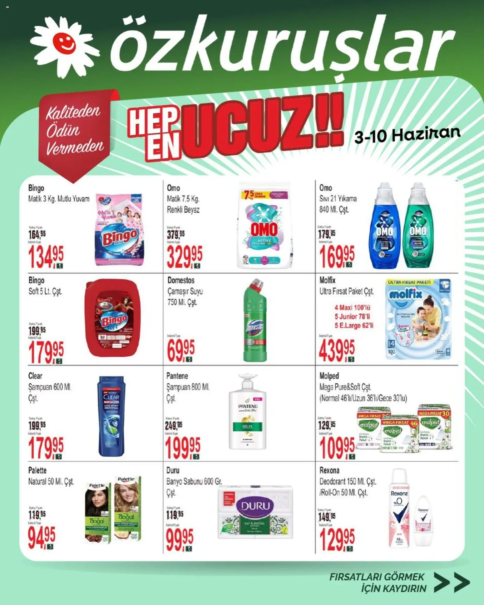 Özkuruşlar Katalog - 03.06.2026 tarihinden itibaren geçerlidir | Sayfa: 3 | Ürünler: Banyo, Şampuan, Deodorant, Fırın