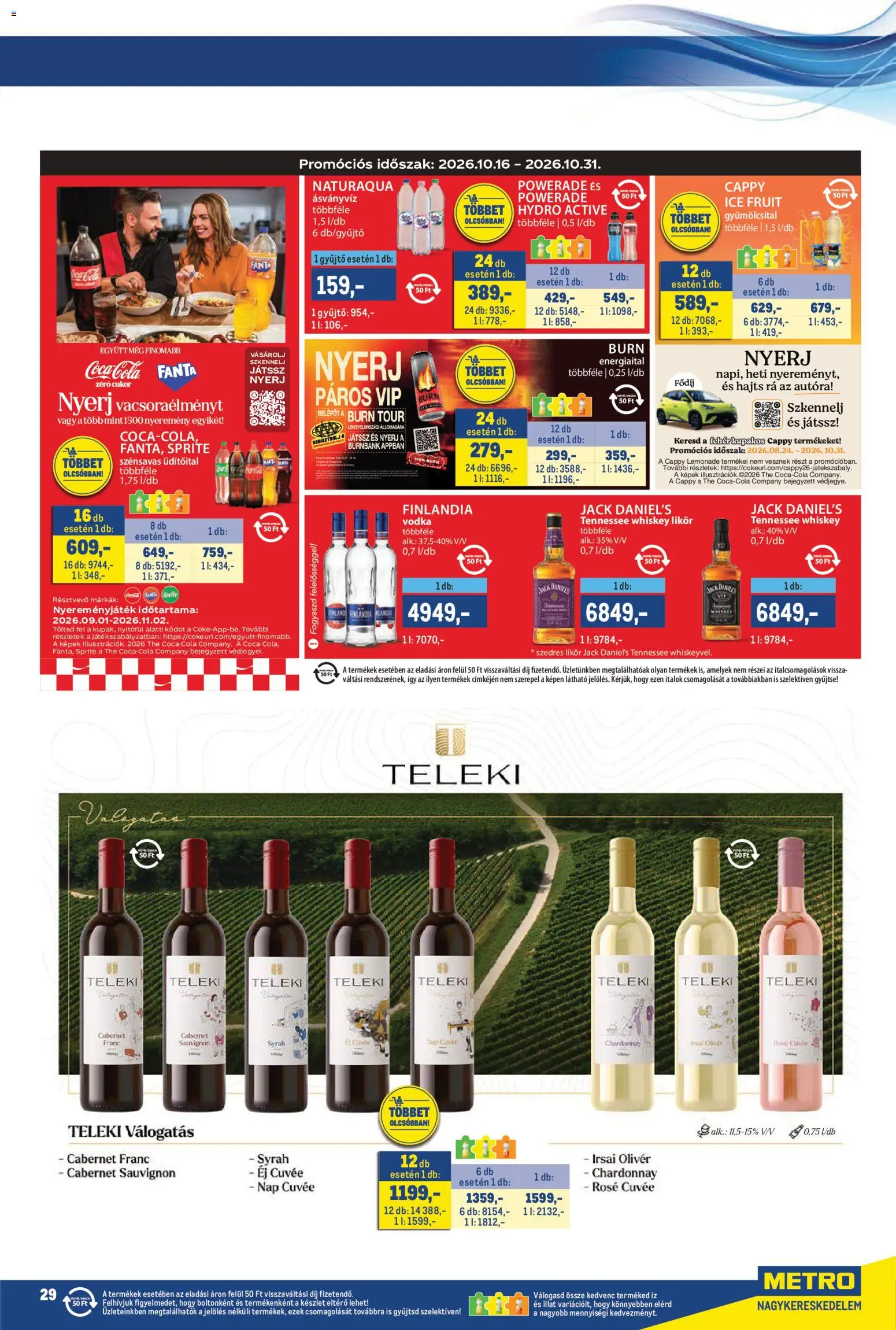 Metro akciós ujság - amely érvényes a következő dátumtól: 2026.10.16. | Oldal: 29 | Termékek: Cabernet, Fanta, Italok, Cuvée