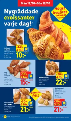 Mini smör-croissant, Alltid nygräddat i butik - Förhandsvisning av reklamblad från butik Lidl aktuell från 12/10/2026 | Sida: 5 | Produkter: Smör, Ost, Bröd, Skinka