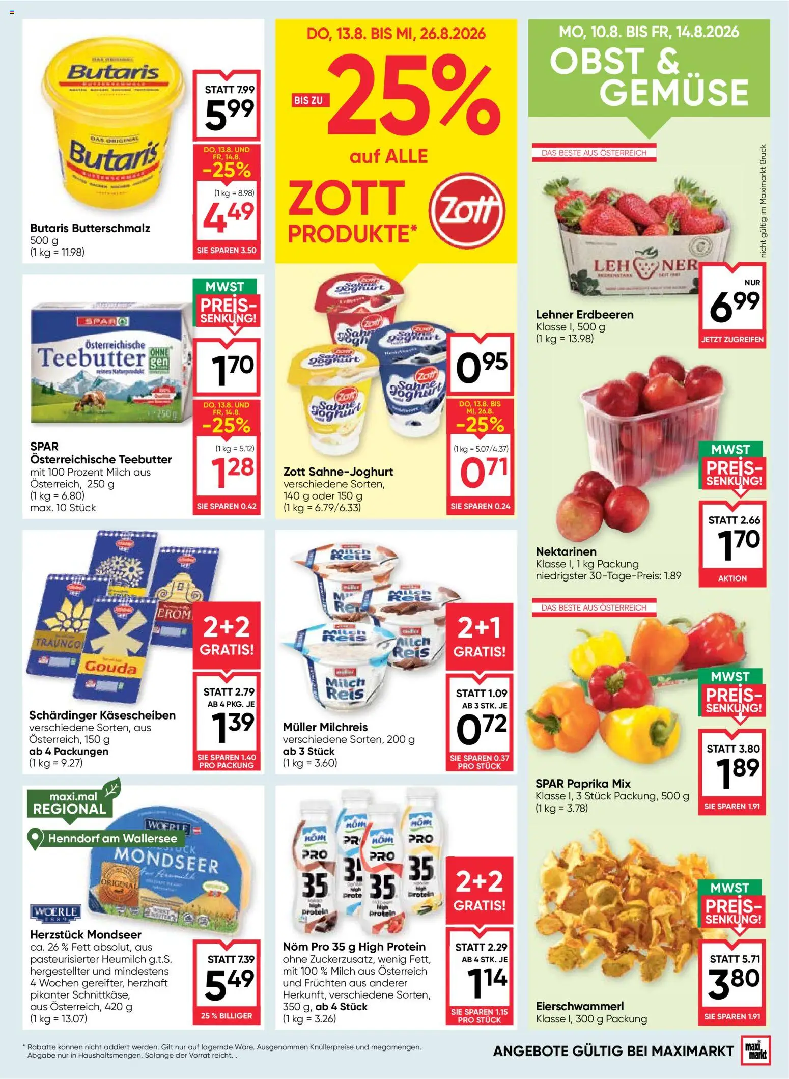 Maximarkt Flugblatt gültig ab 13.08.2026 | Seite: 9 | Produkte: Gemüse, Obst, Milch, Reis