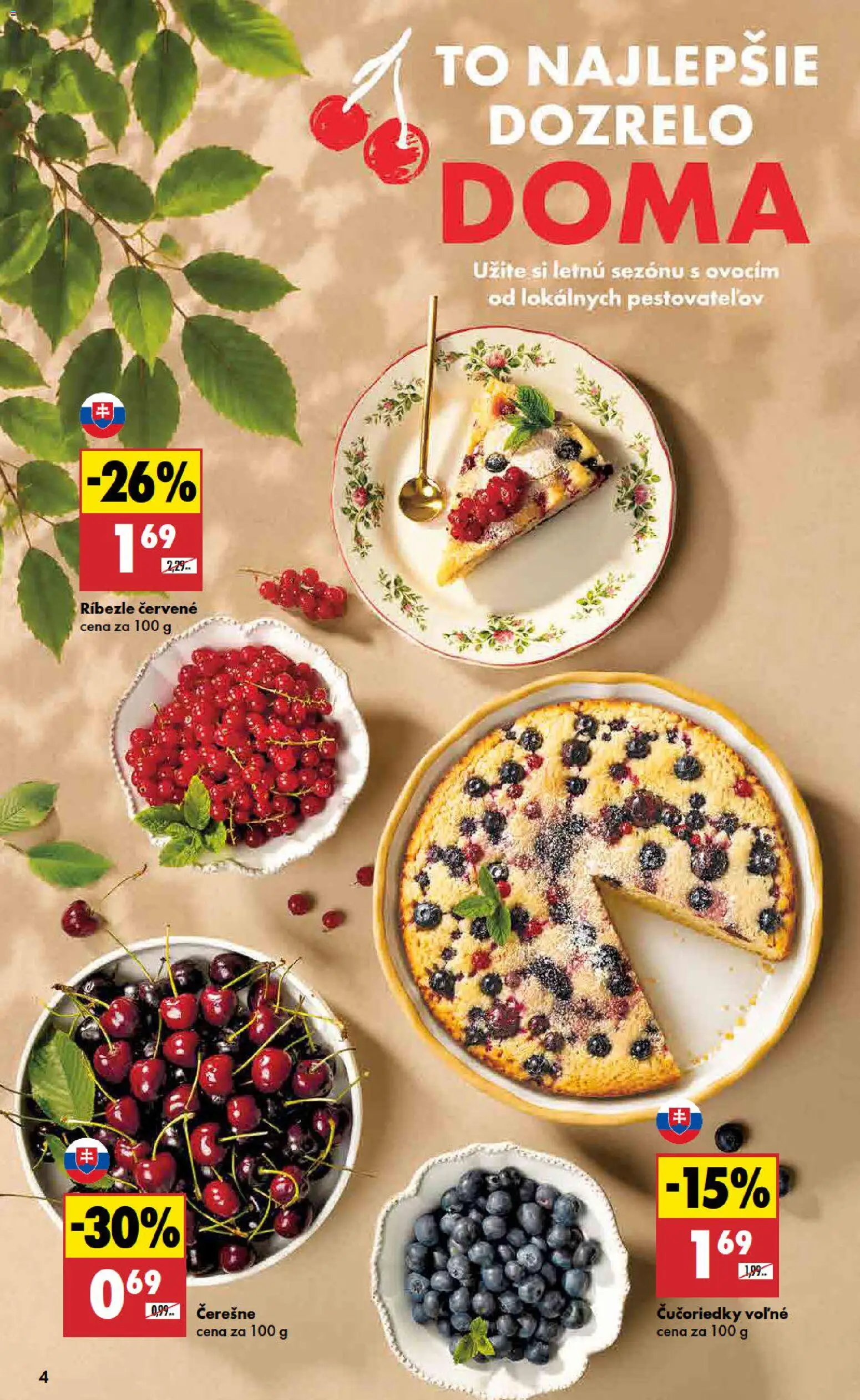 Nové Biedronka akcie – leták je platný od 25.06.2026 | Strana: 4 | Produkty: Ríbezle, Čučoriedky, Čerešne
