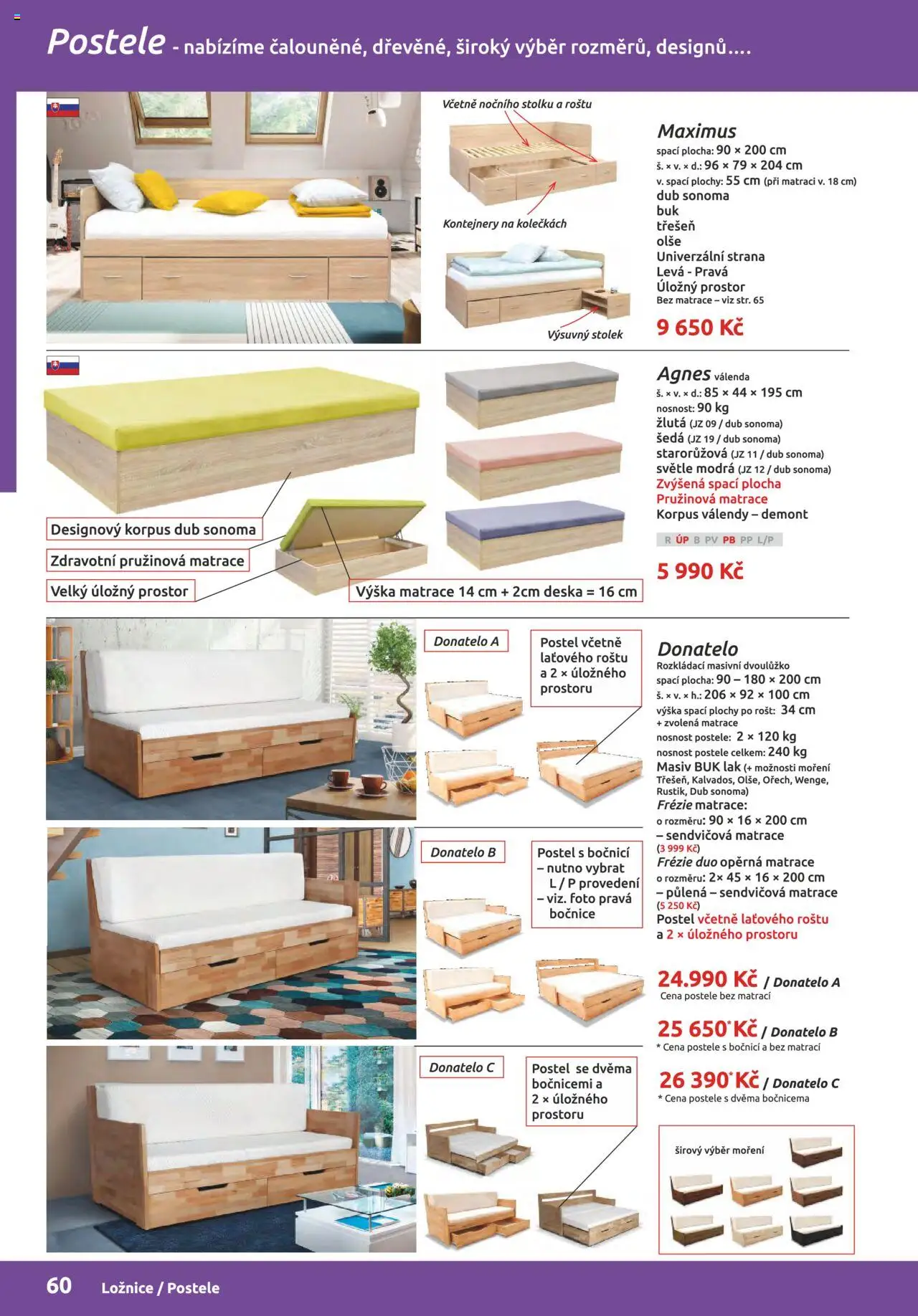 ORFA nábytek katalog 2025-2026 od 01.10.2025 | Strana: 60 | Produkty: Postele, Matrace, Rošt, Stolek