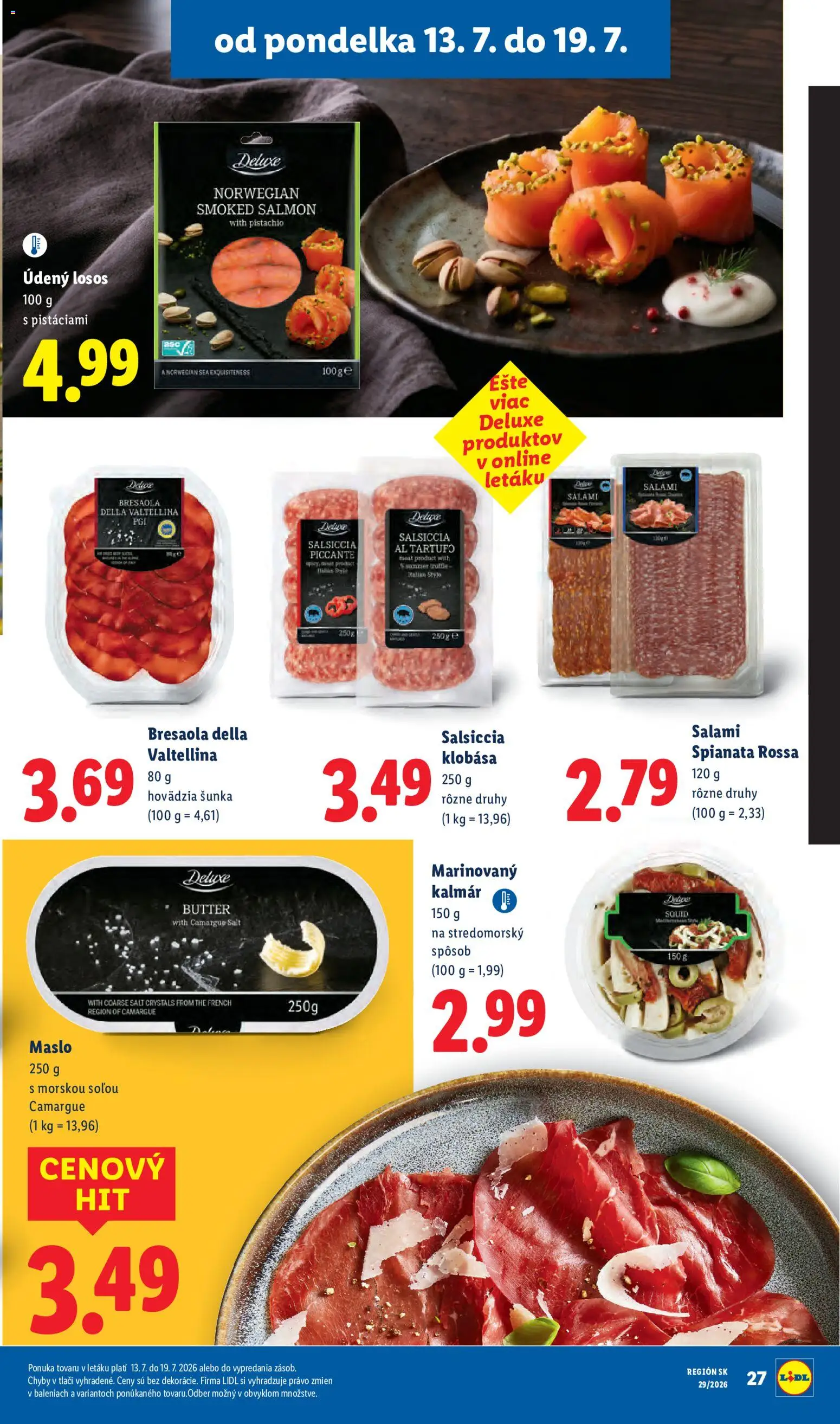 Nové Lidl akcie – leták je platný od 13.07.2026 | Strana: 31 | Produkty: Maslo, Šunka, Klobása, Maslo 250 g