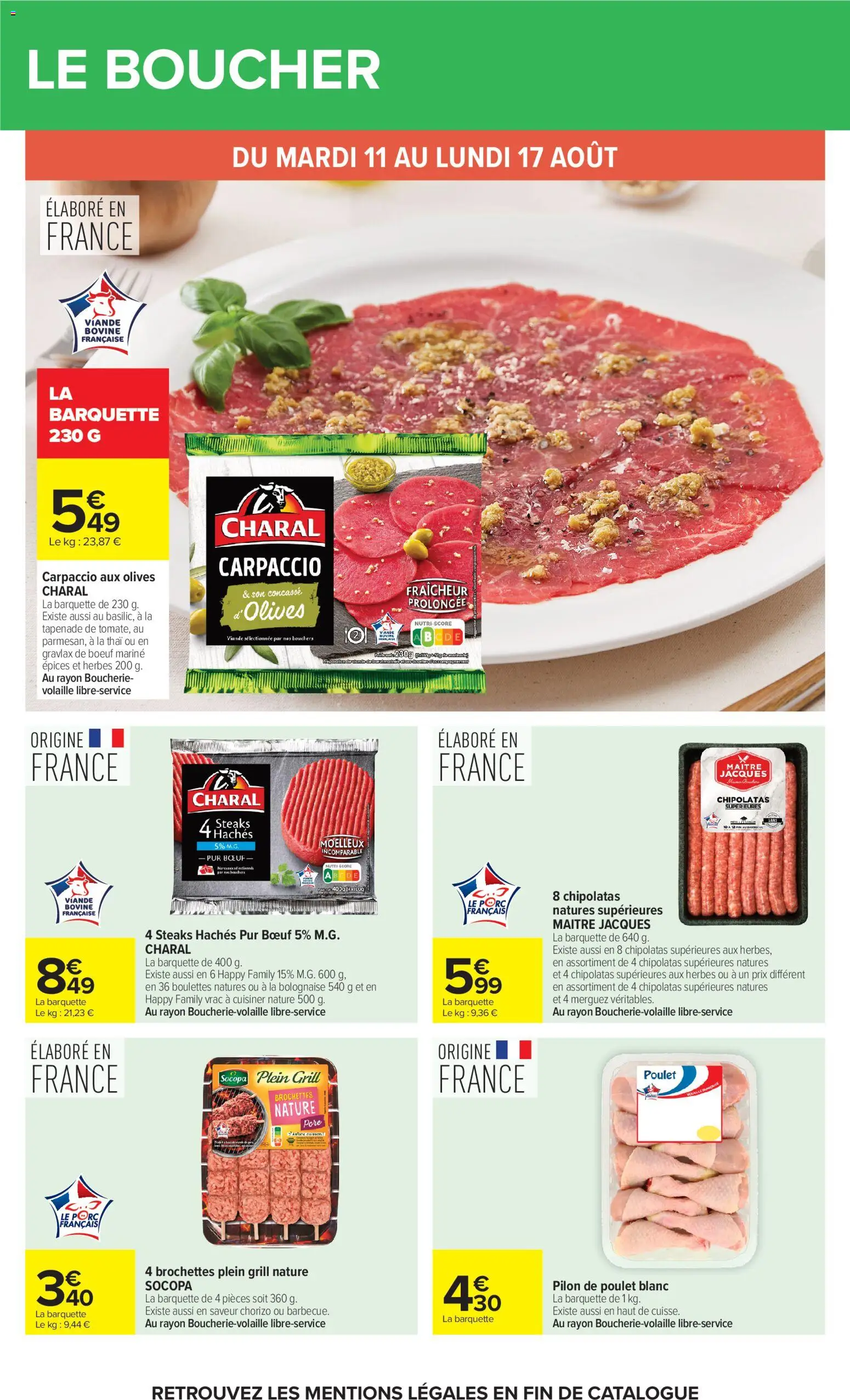 {H1} | Page: 18 | Produits: Chorizo, Olives, Volaille, Viande bovine
