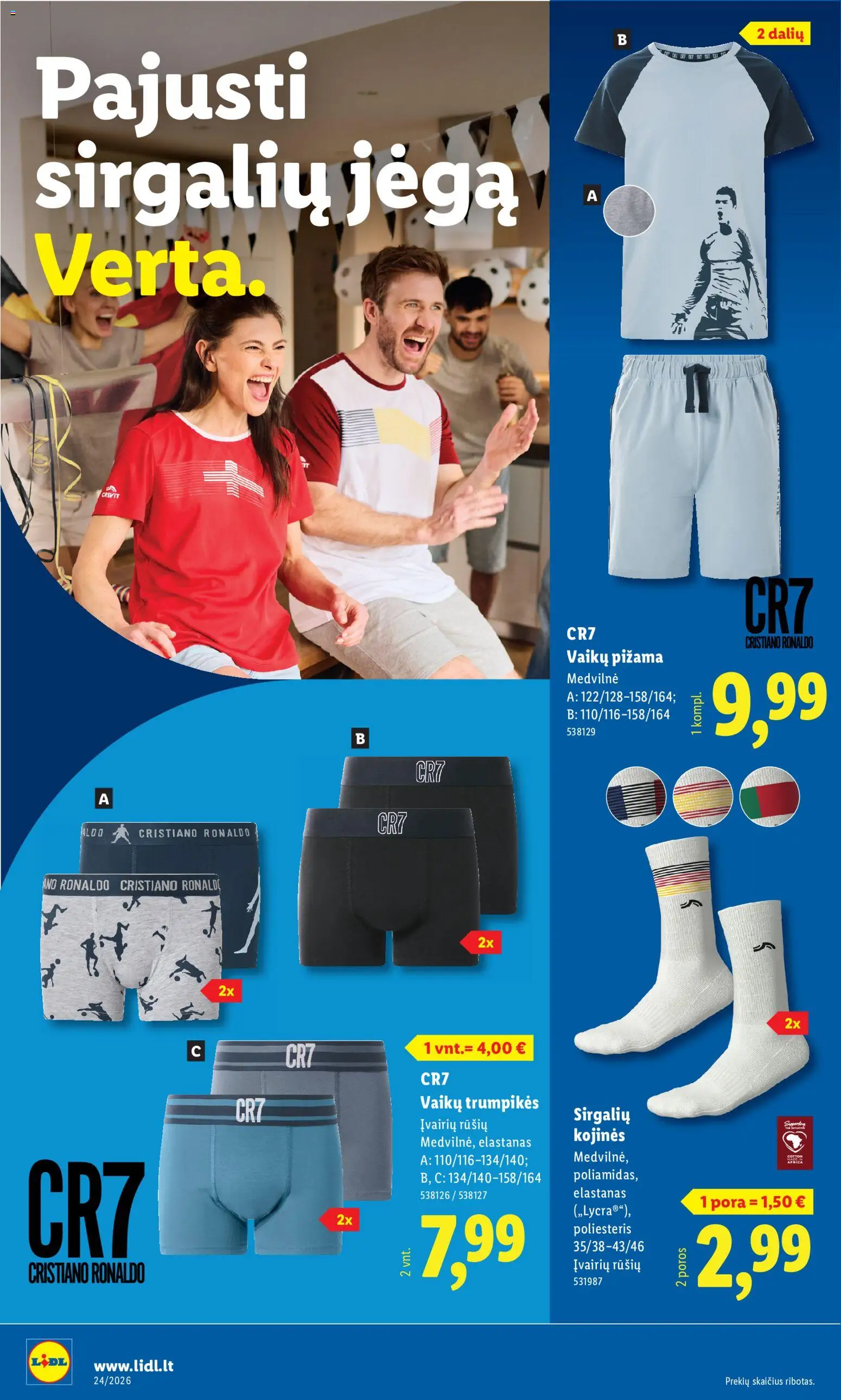 LIDL akcijos nuo 08.06.2026 | Puslapis: 16 | Prekių: Kojinės, Pižama, Trumpikės