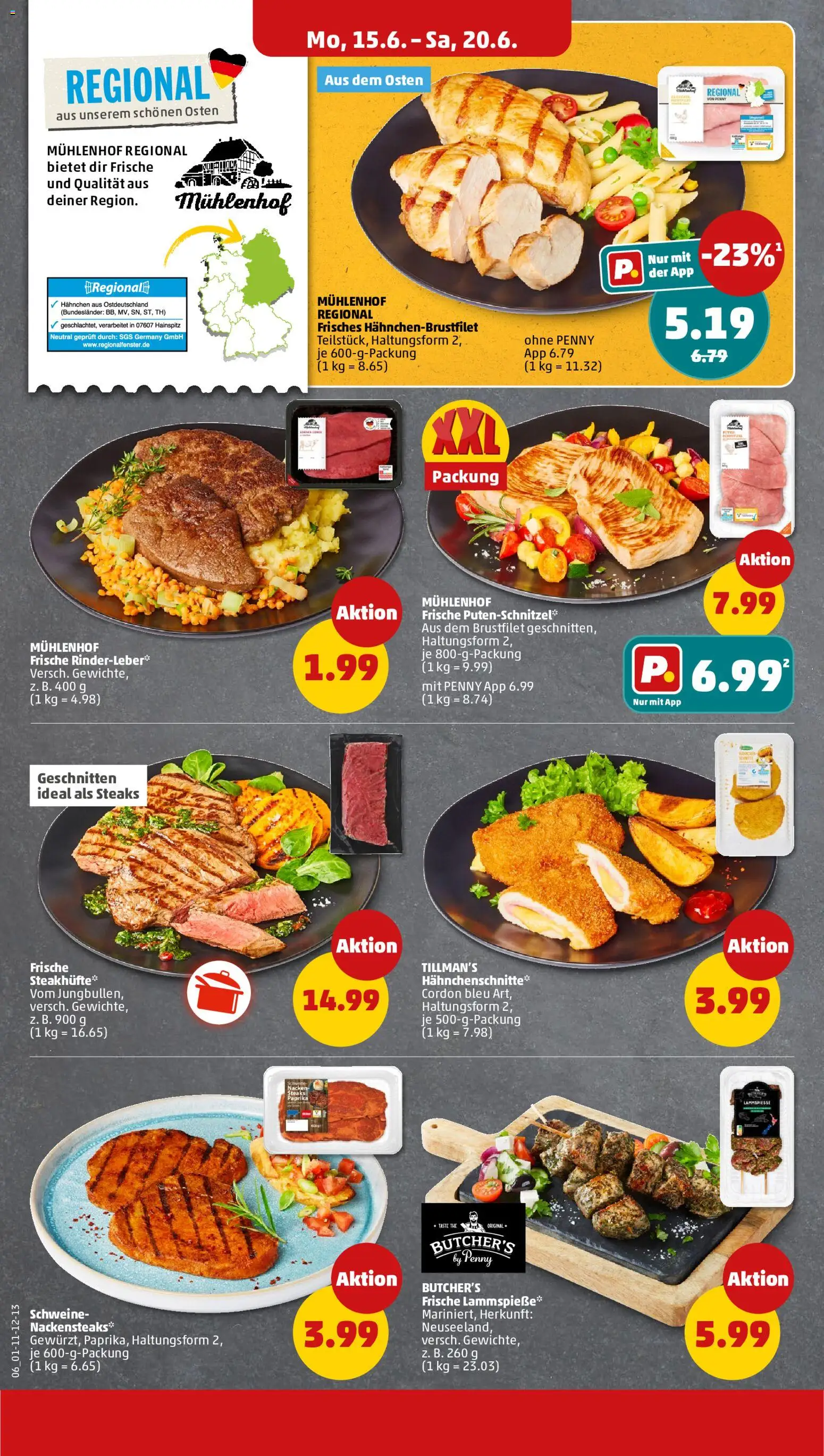 Penny Prospekt – gültig ab 15.06.2026 | Seite: 8 | Produkte: Nackensteaks, Hahnchen, Paprika, Putenschnitzel
