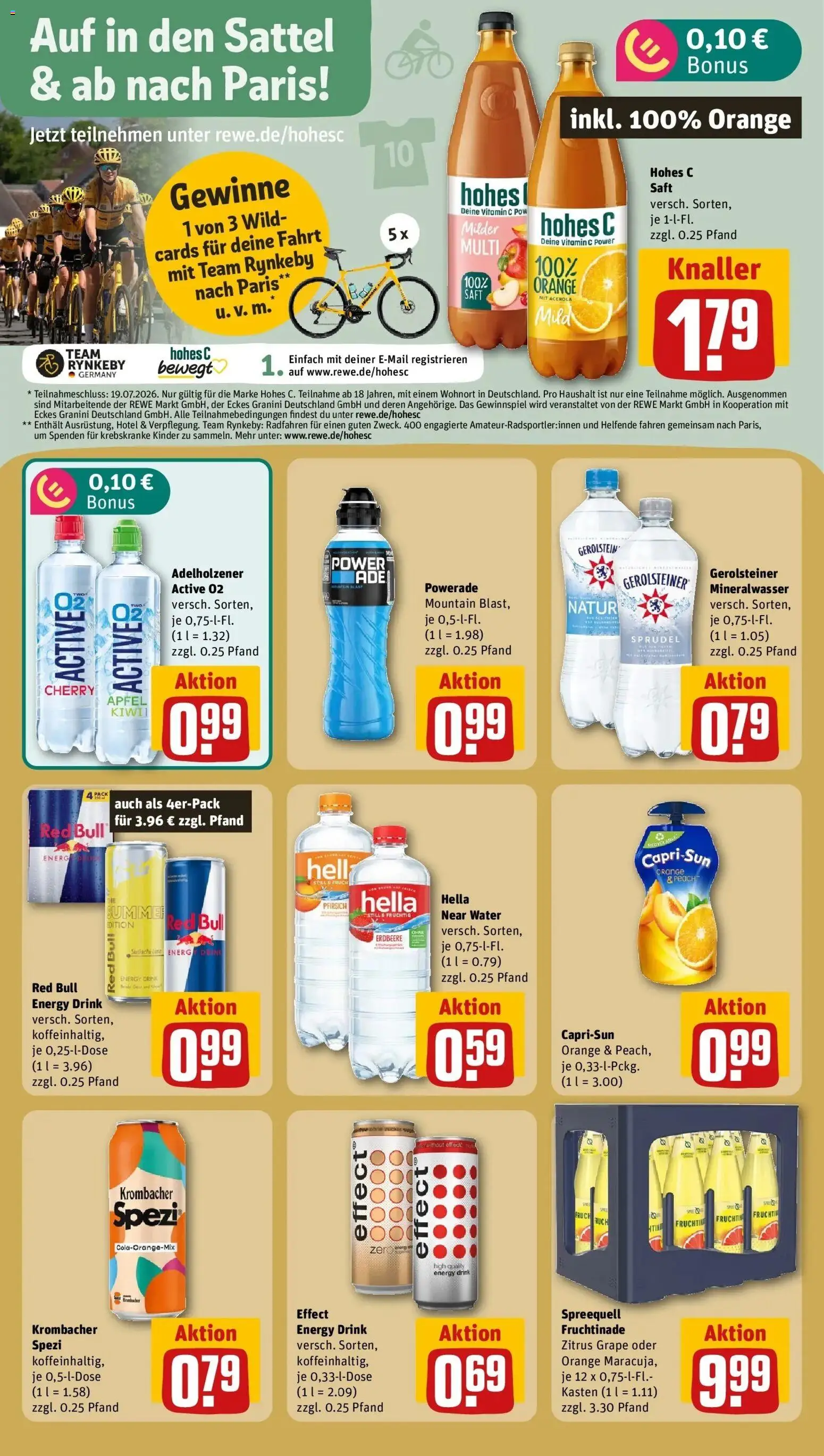 Rewe Prospekt Berlin / Tiergarten – gültig ab 13.07.2026 | Seite: 20 | Produkte: Adelholzener, Pfirsich, Krombacher, Hohes c