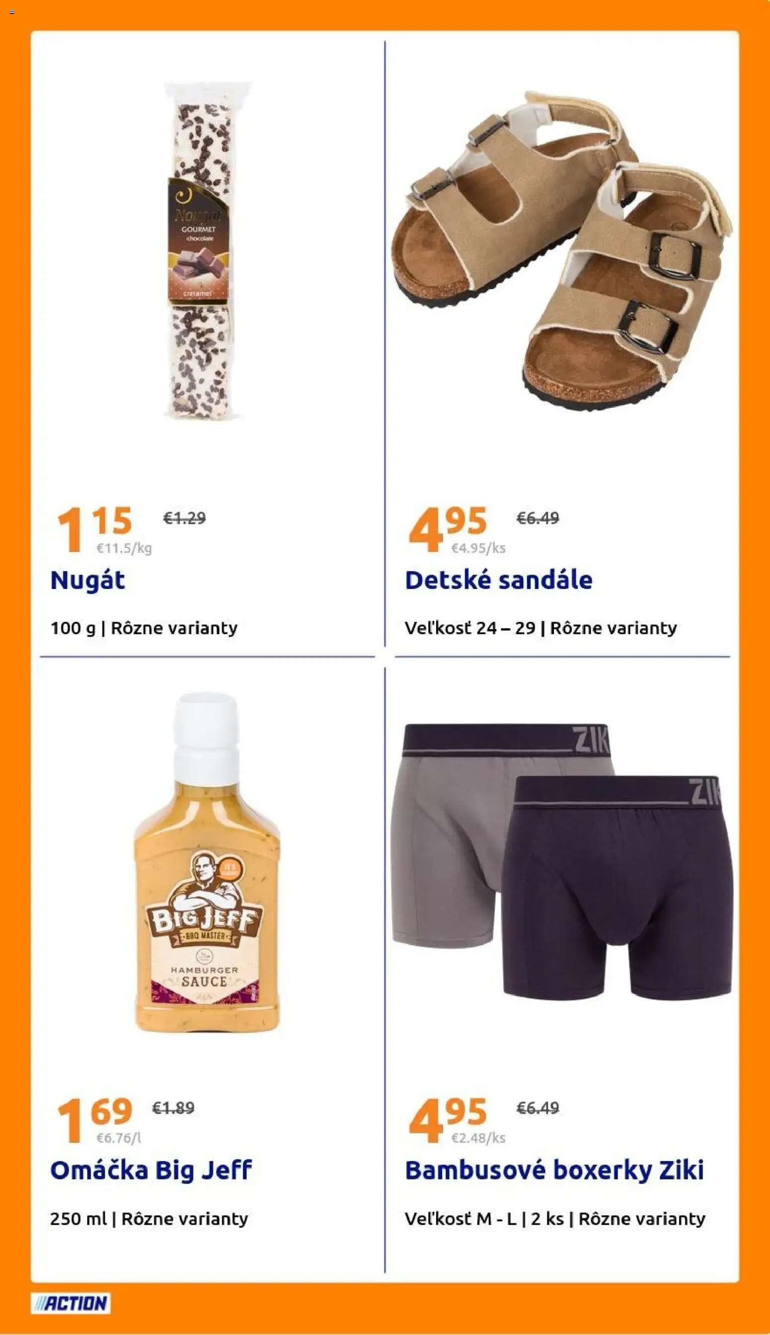 Nové Action akcie – leták je platný od 15.07.2026 | Strana: 27 | Produkty: Hamburger, Boxerky, Sandále, Omáčka